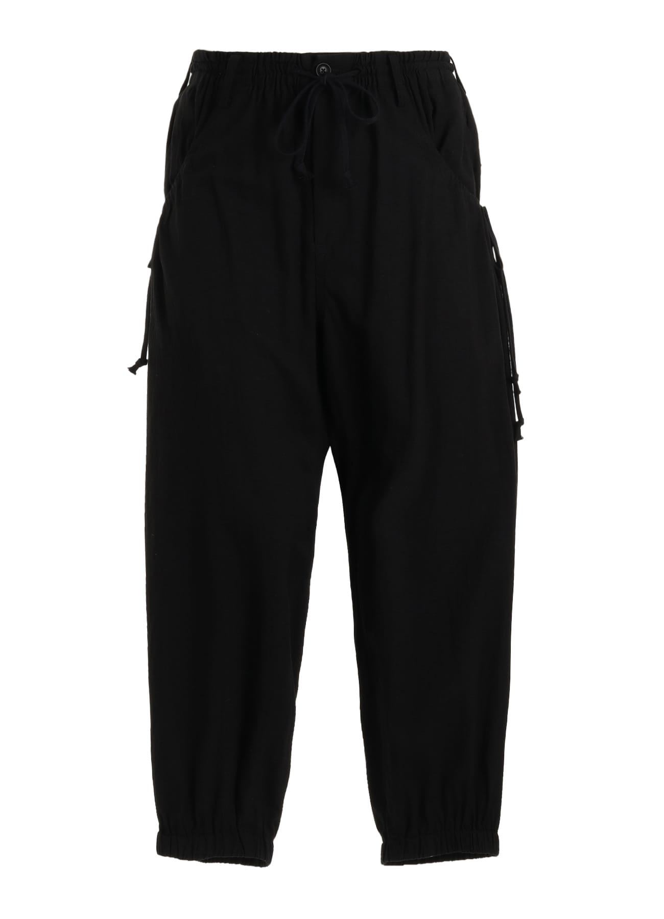Cotton-Linen Poplin GATHERED POCKET ELASTIC HEM PANTS