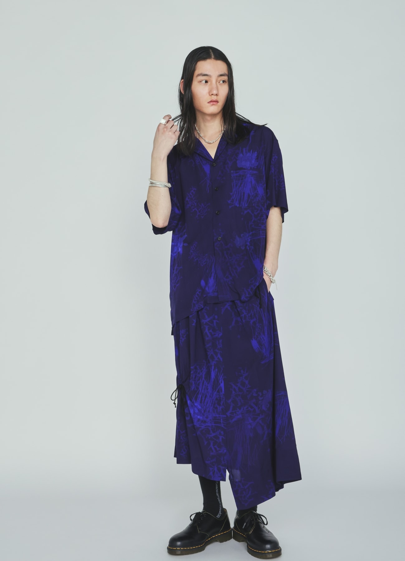 RAYON “Y” LETTER AND INDIAN MOTIF PRINT WRAP SKIRT