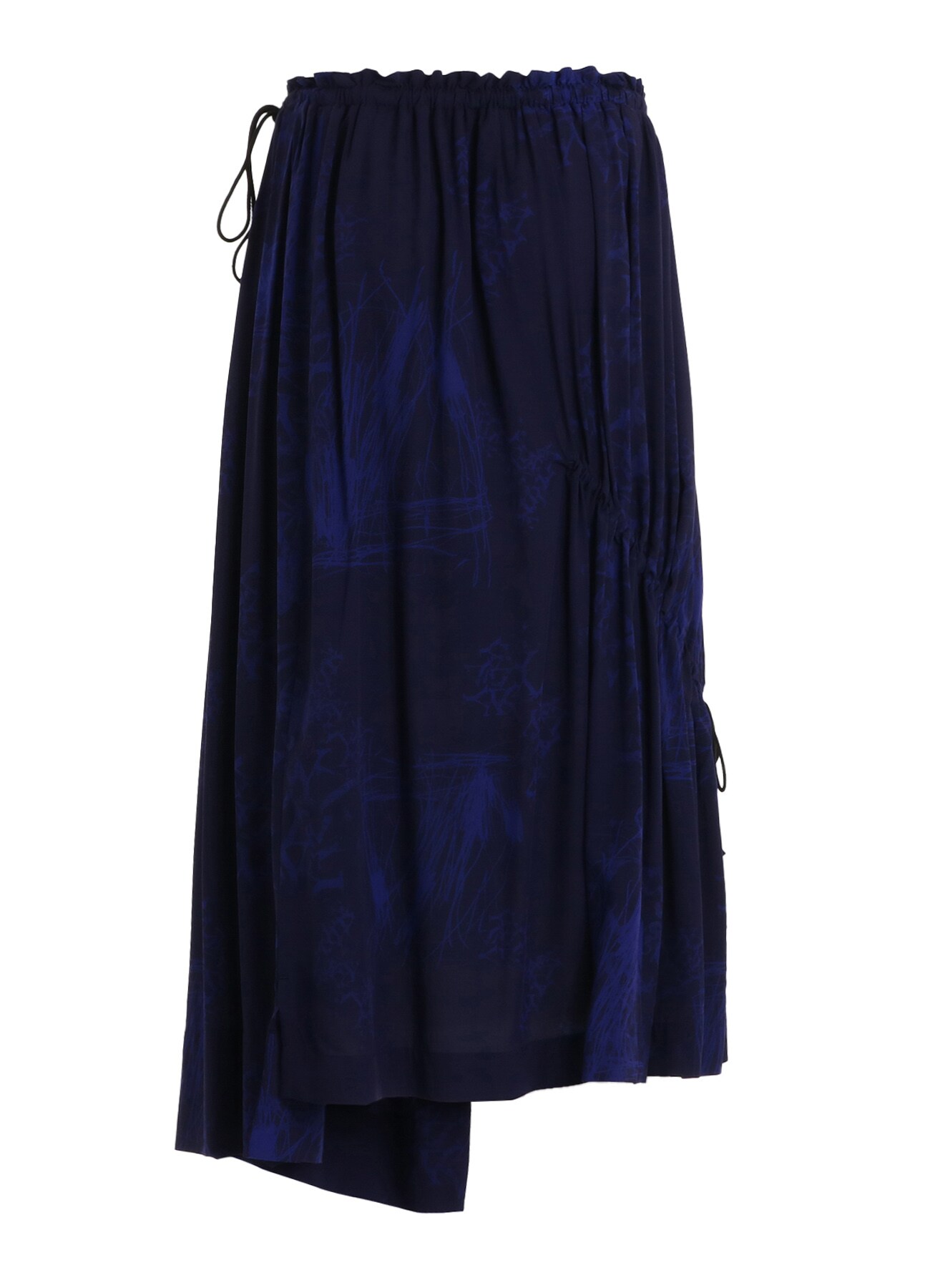 RAYON “Y” LETTER AND INDIAN MOTIF PRINT WRAP SKIRT(S Navy): S'YTE