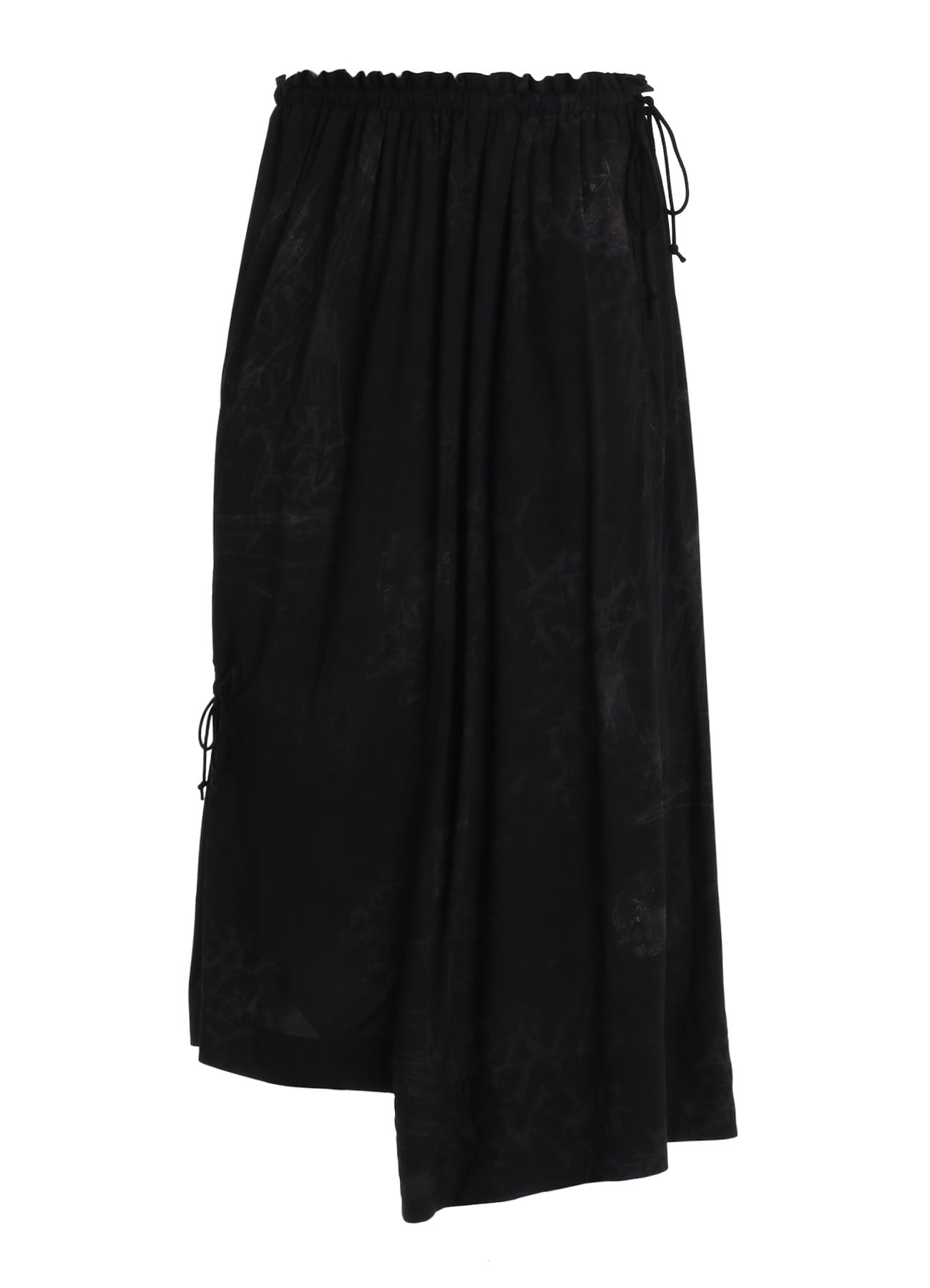 RAYON “Y” LETTER AND SUN-MOON PRINT WRAP SKIRT(S Black): S'YTE