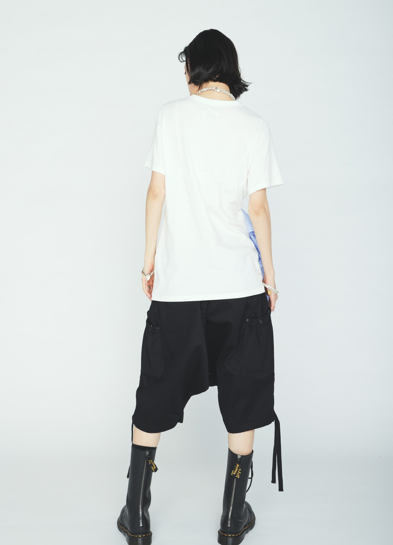 30/COTTON JERSEY WAIST DRAPE POCKET T-SHIRT
