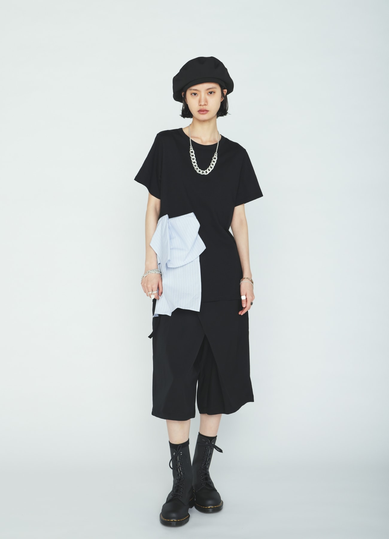 30/COTTON JERSEY WAIST DRAPE POCKET T-SHIRT