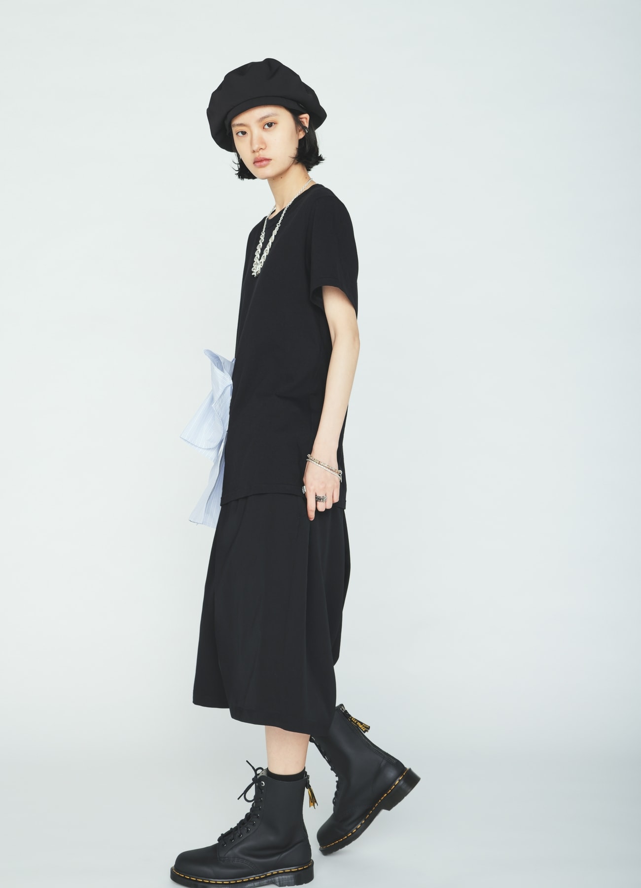 30/COTTON JERSEY WAIST DRAPE POCKET T-SHIRT