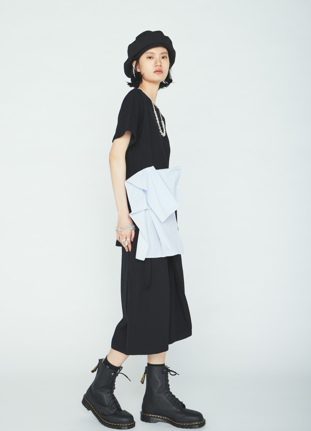 30/COTTON JERSEY WAIST DRAPE POCKET T-SHIRT