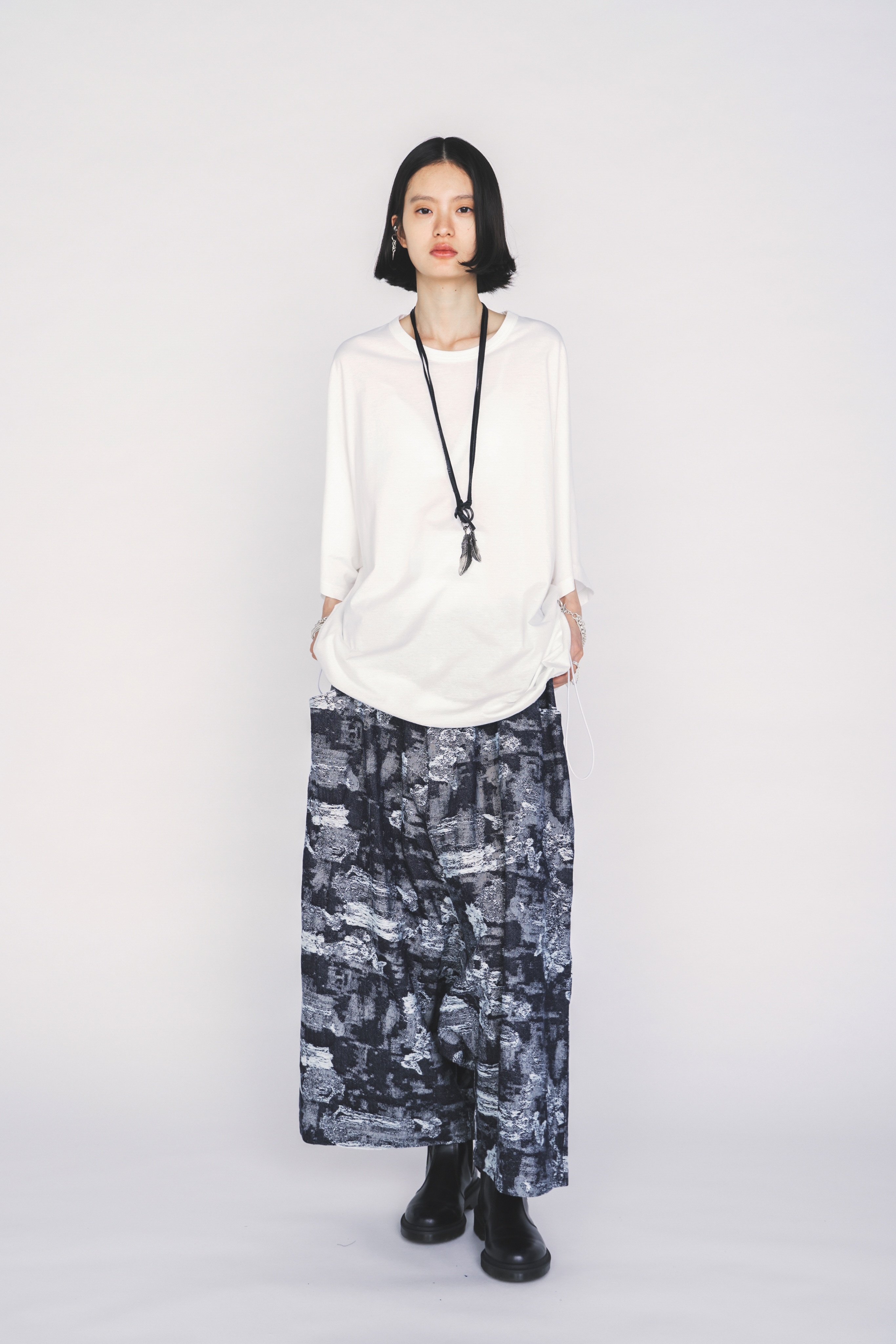 30/COTTON JERSEY ELASTIC HEM T-SHIRT