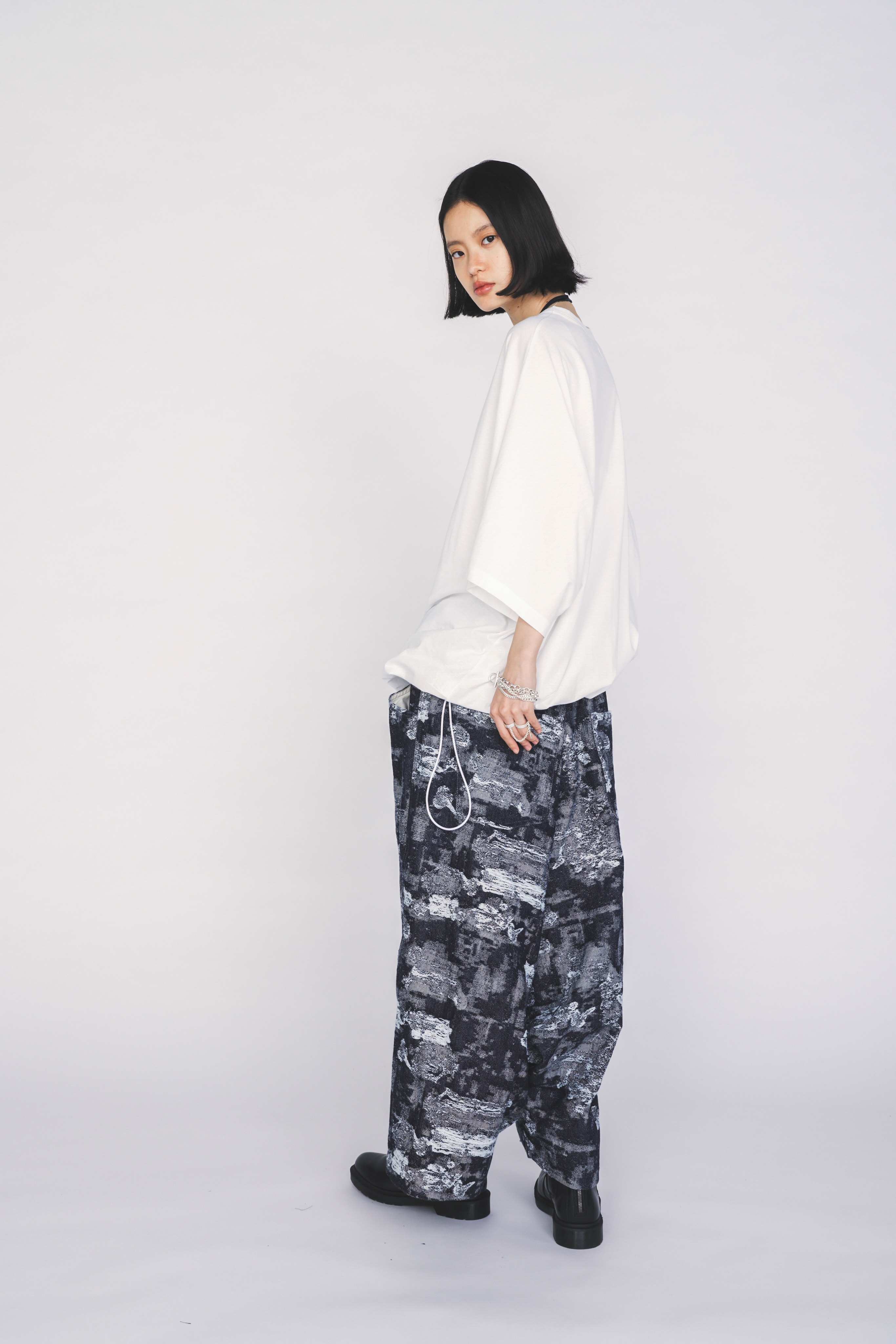 30/COTTON JERSEY ELASTIC HEM T-SHIRT