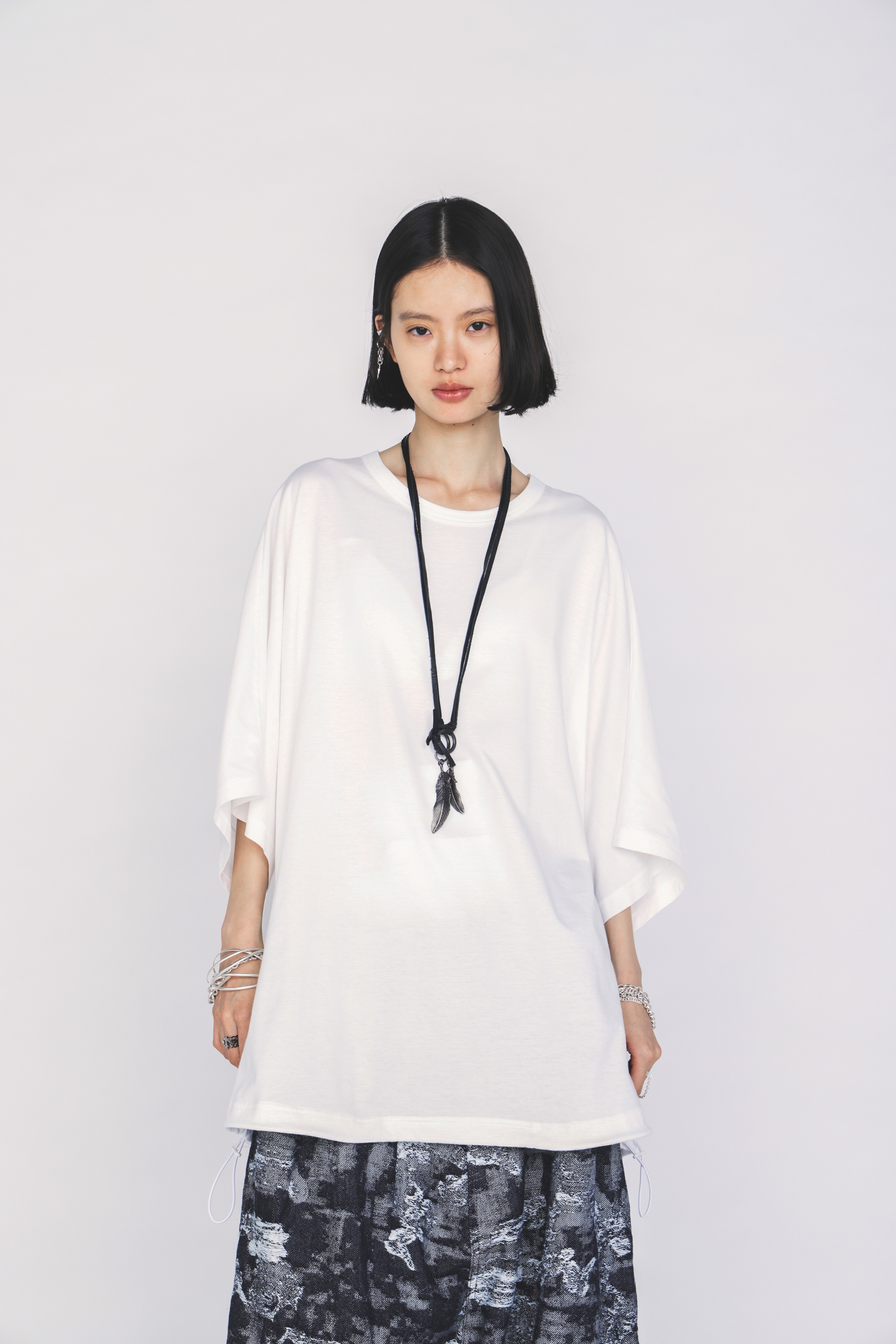 30/COTTON JERSEY ELASTIC HEM T-SHIRT