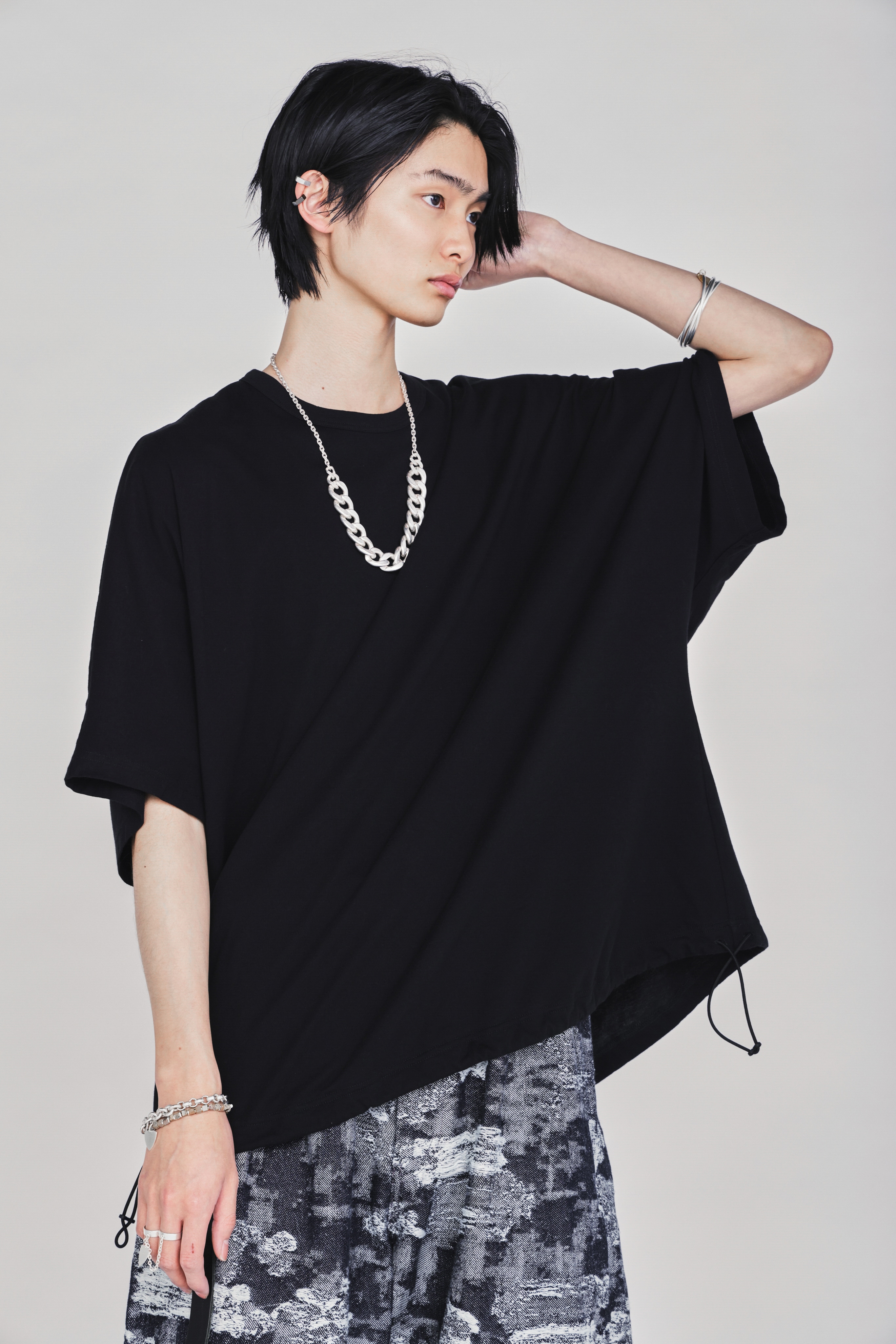 30/COTTON JERSEY ELASTIC HEM T-SHIRT