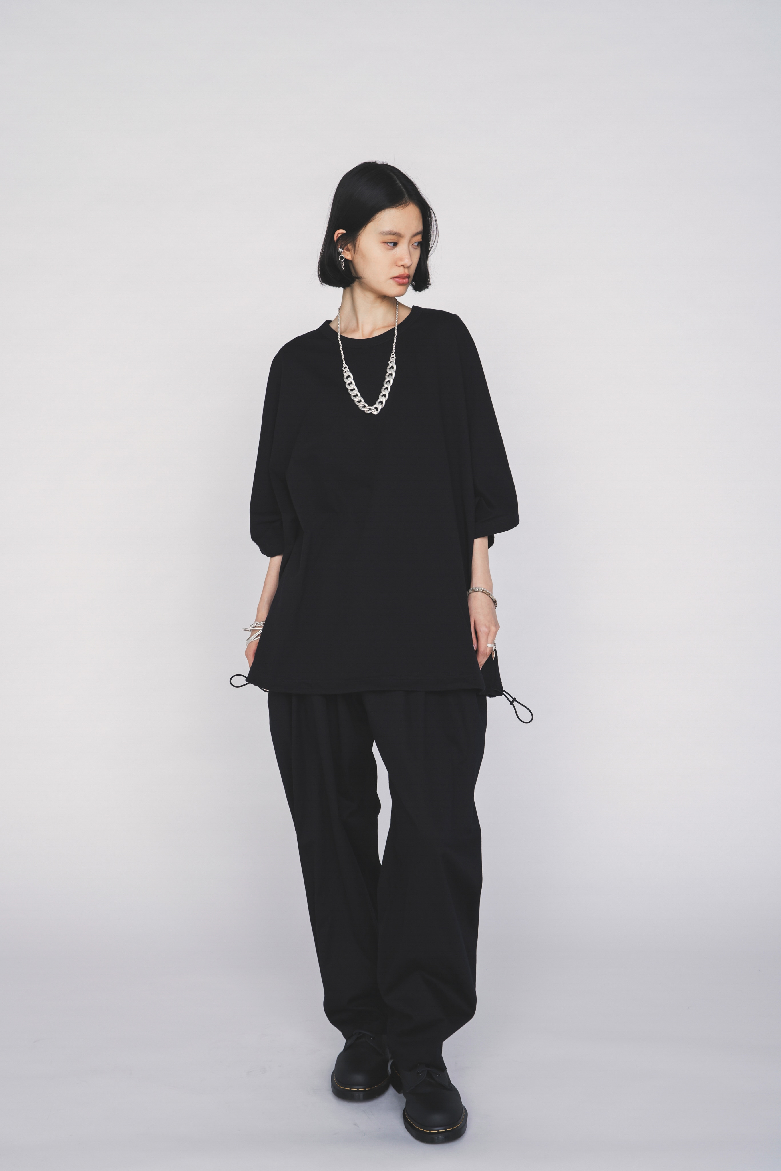 30/COTTON JERSEY ELASTIC HEM T-SHIRT