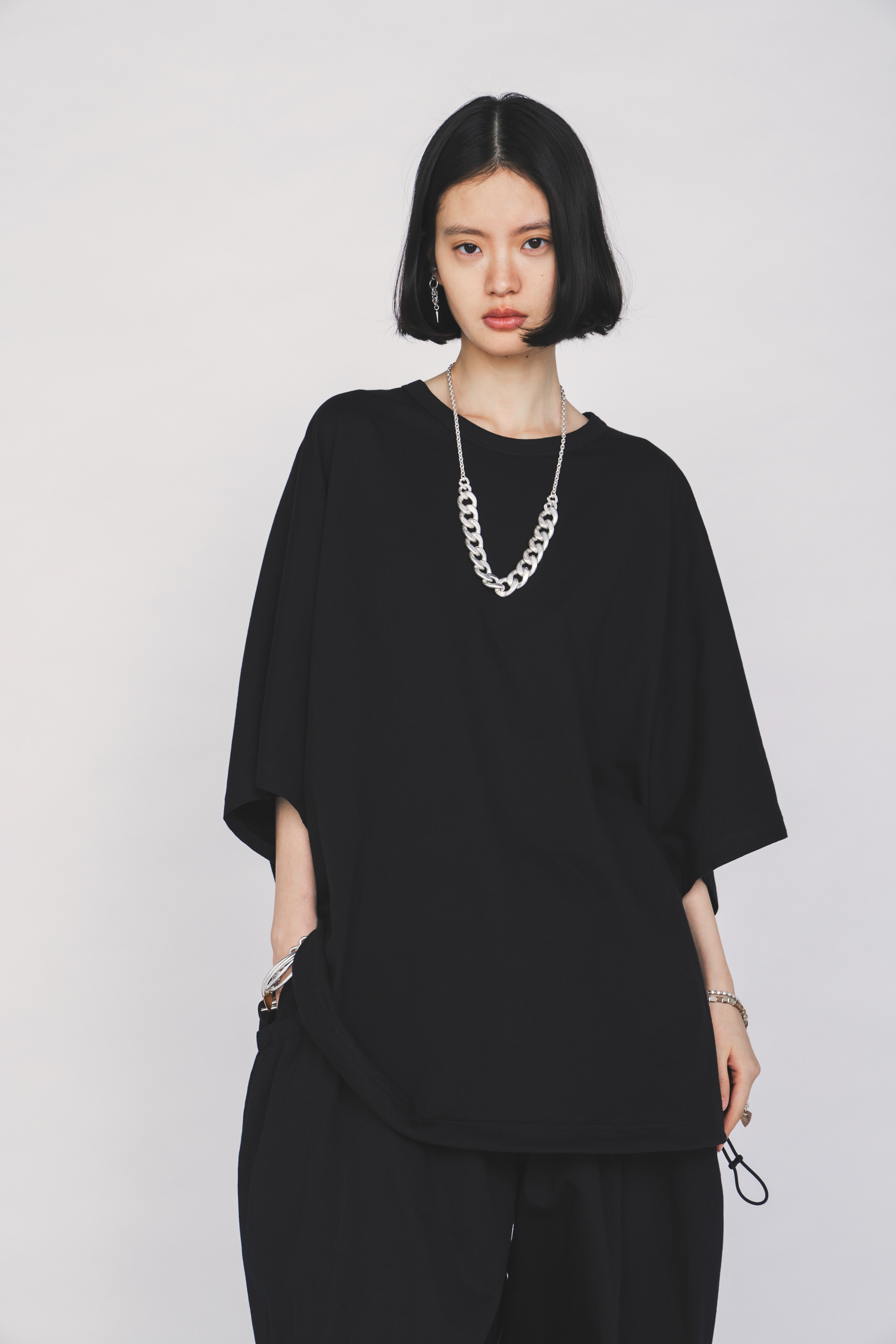 30/COTTON JERSEY ELASTIC HEM T-SHIRT