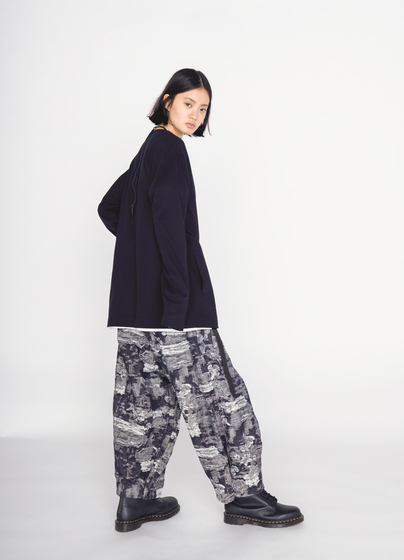 30/COTTON JERSEY ASYMMETRIC POCKET CARDIGAN