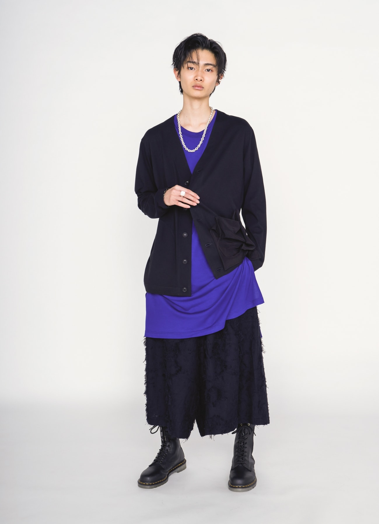 30/COTTON JERSEY ASYMMETRIC POCKET CARDIGAN