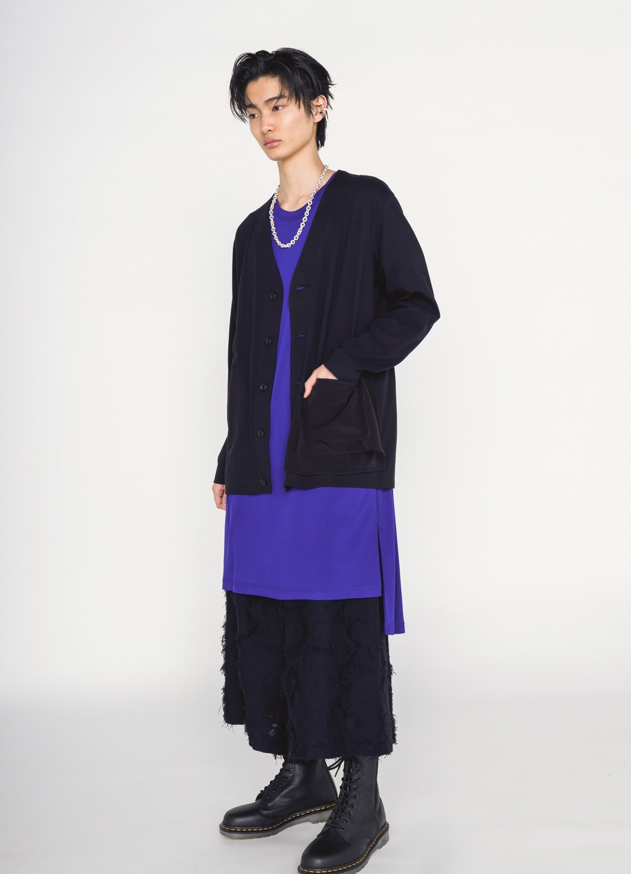 30/COTTON JERSEY ASYMMETRIC POCKET CARDIGAN