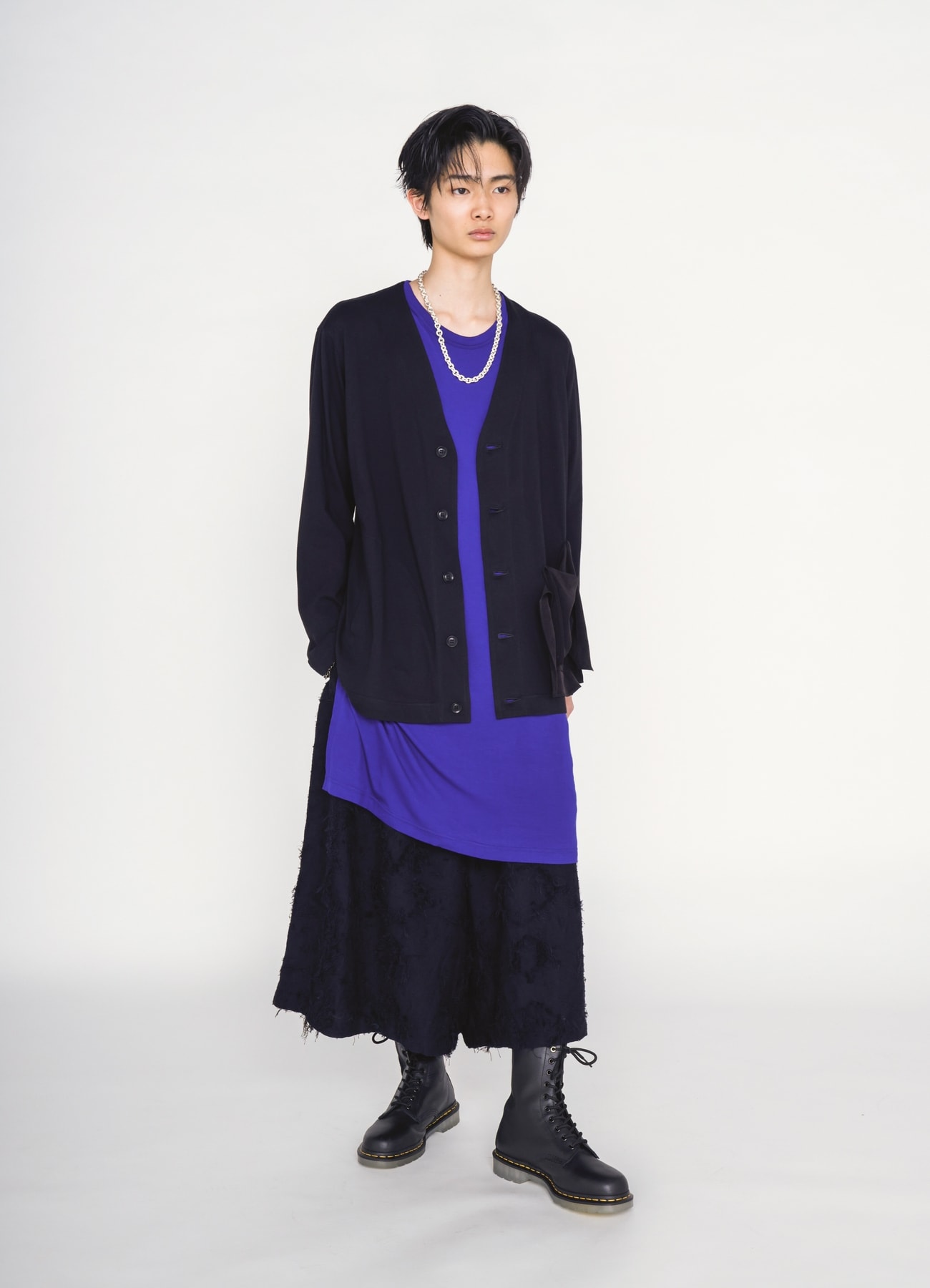 30/COTTON JERSEY ASYMMETRIC POCKET CARDIGAN