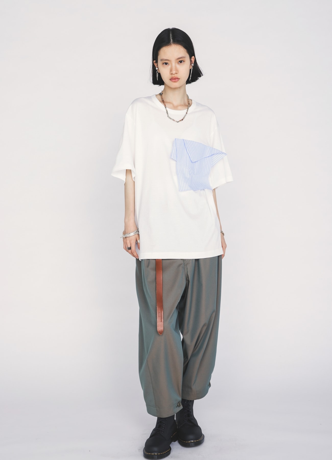30/COTTON JERSEY DRAPE POCKET T-SHIRT