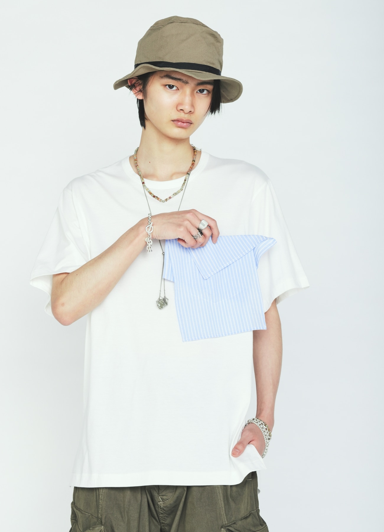 30/COTTON JERSEY DRAPE POCKET T-SHIRT