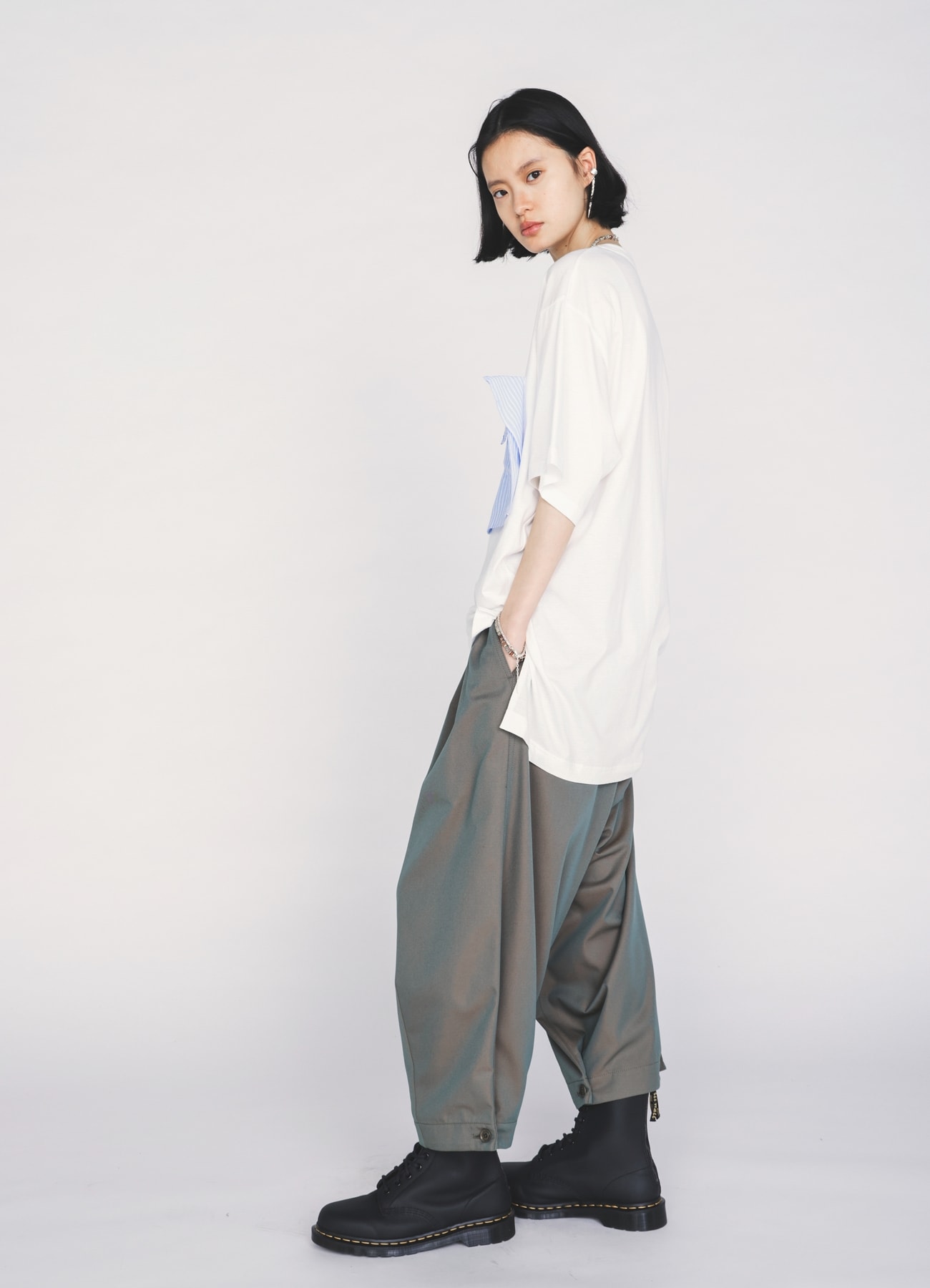 30/COTTON JERSEY DRAPE POCKET T-SHIRT