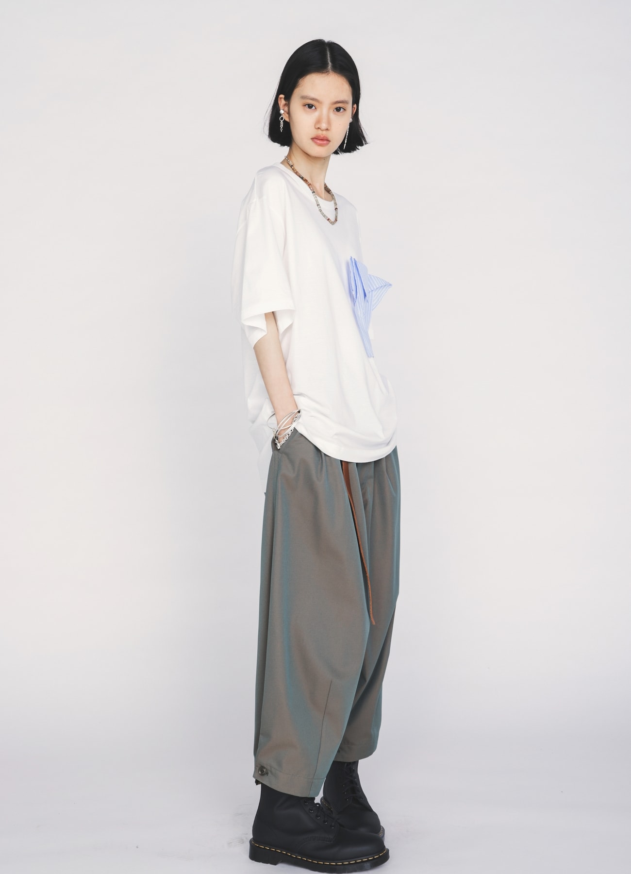 30/COTTON JERSEY DRAPE POCKET T-SHIRT