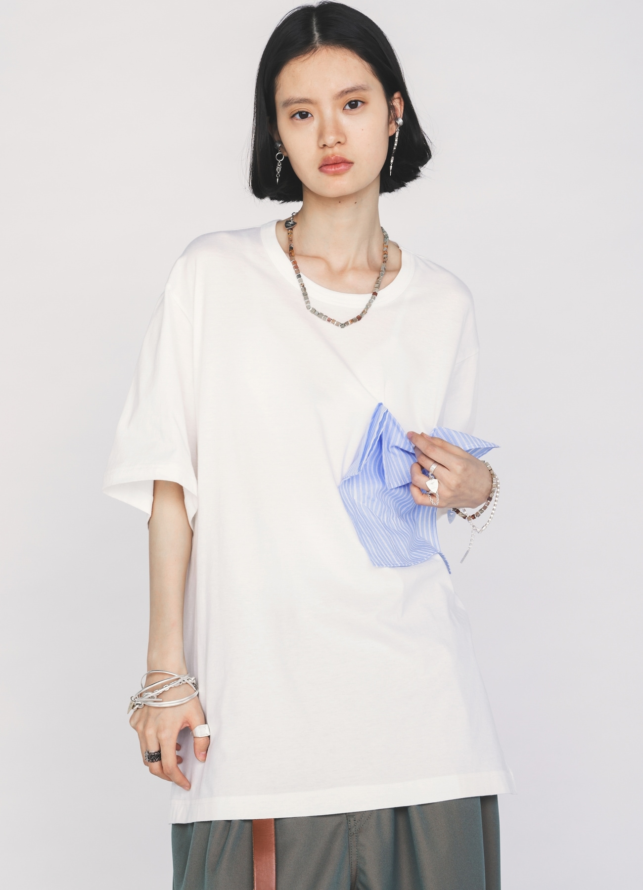 30/COTTON JERSEY DRAPE POCKET T-SHIRT