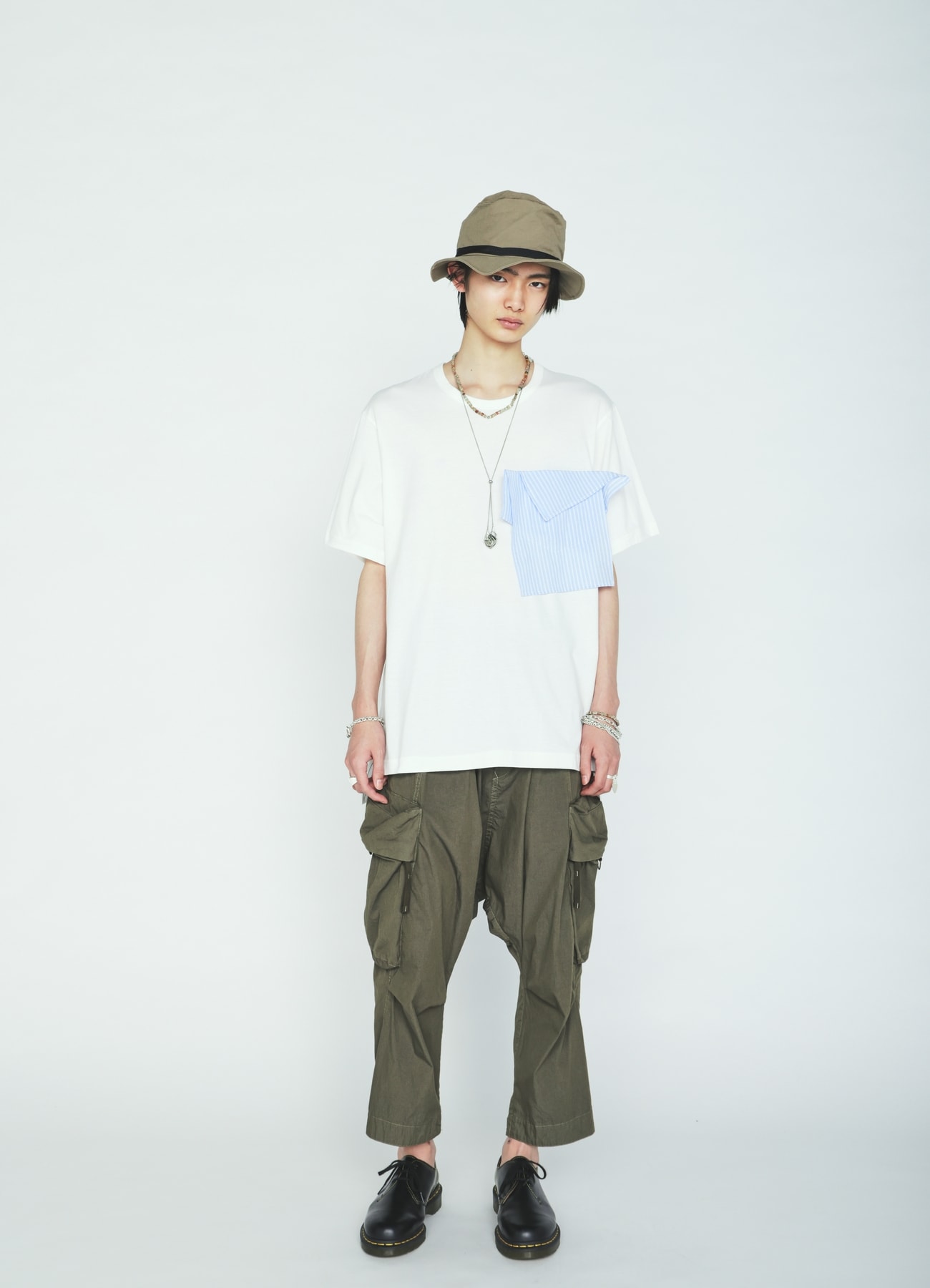 30/COTTON JERSEY DRAPE POCKET T-SHIRT
