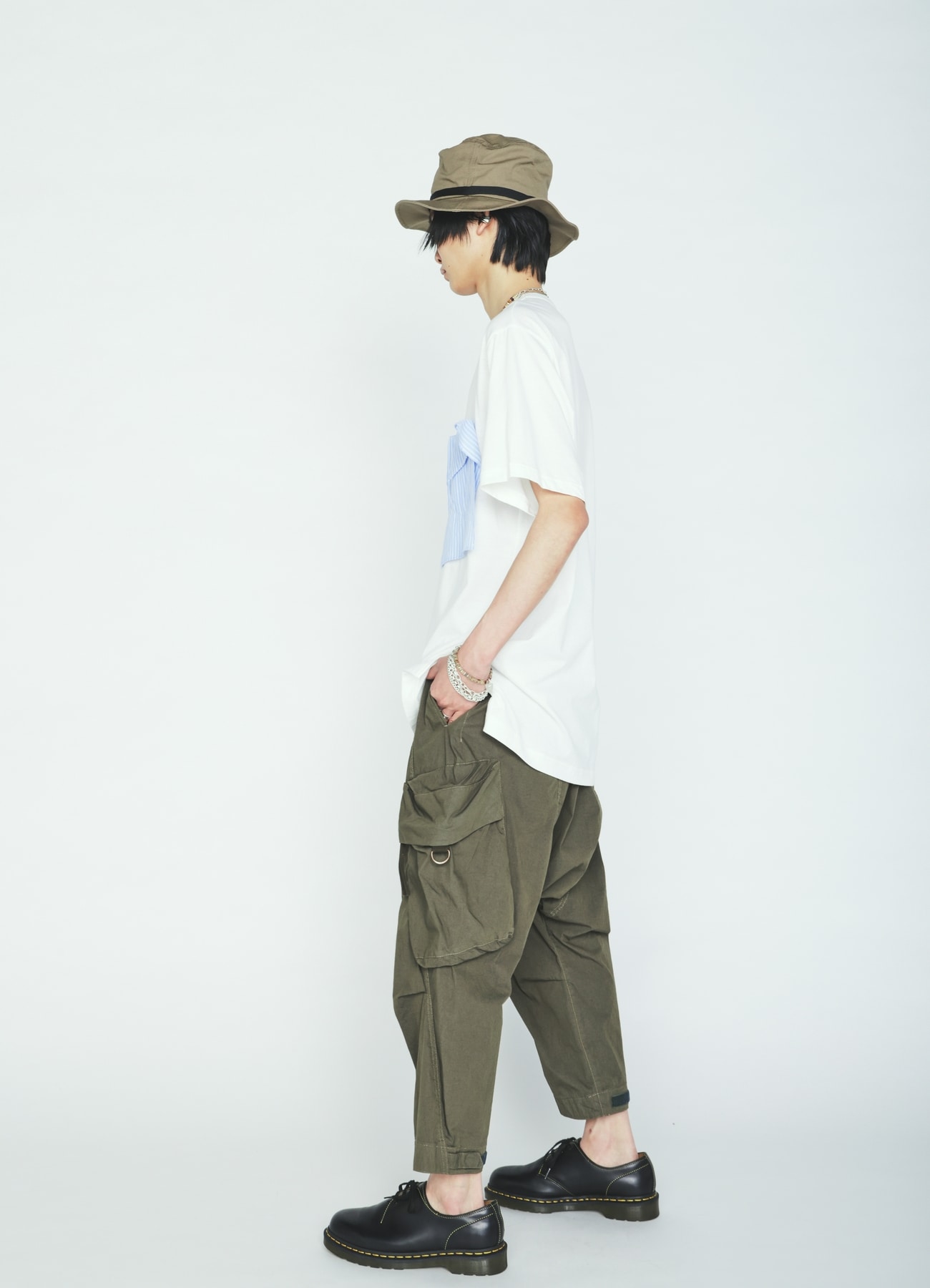 30/COTTON JERSEY DRAPE POCKET T-SHIRT