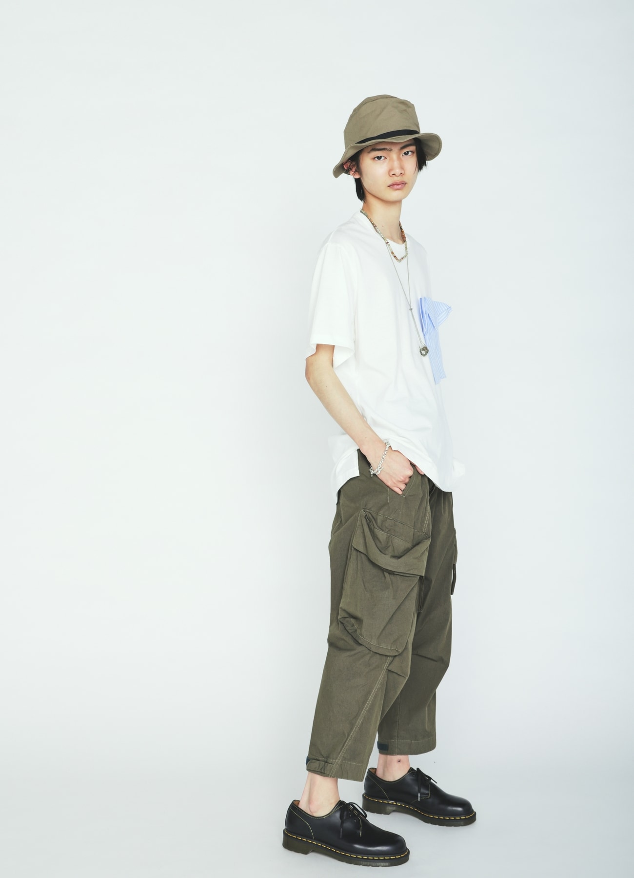 30/COTTON JERSEY DRAPE POCKET T-SHIRT
