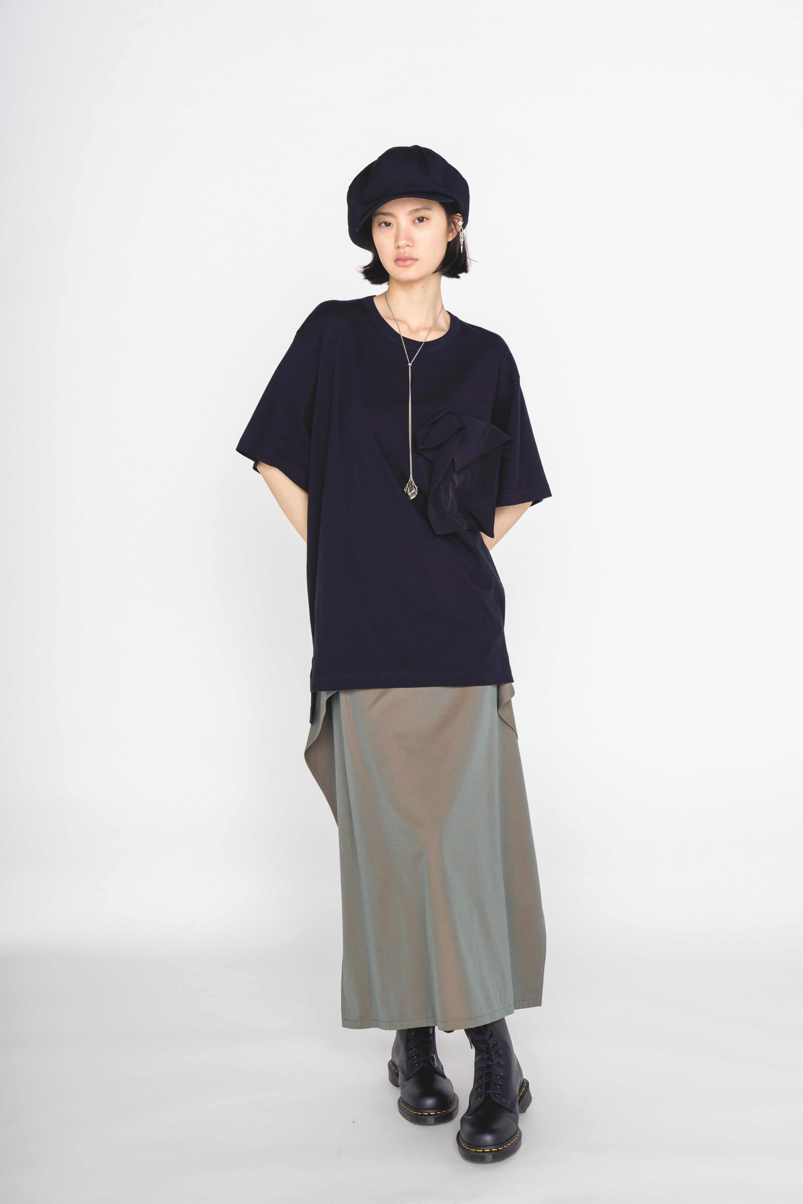 30/COTTON JERSEY DRAPE POCKET T-SHIRT