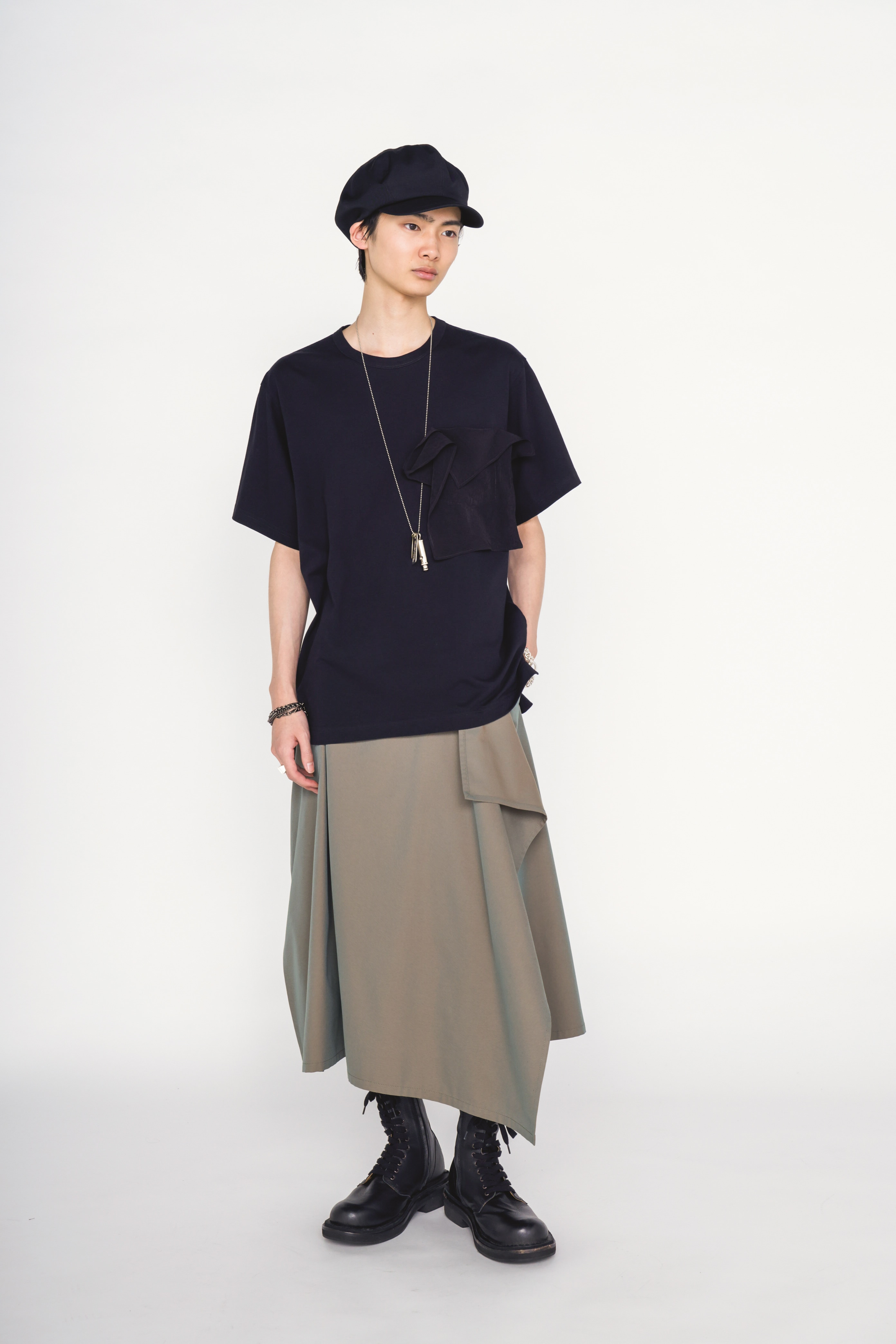 30/COTTON JERSEY DRAPE POCKET T-SHIRT
