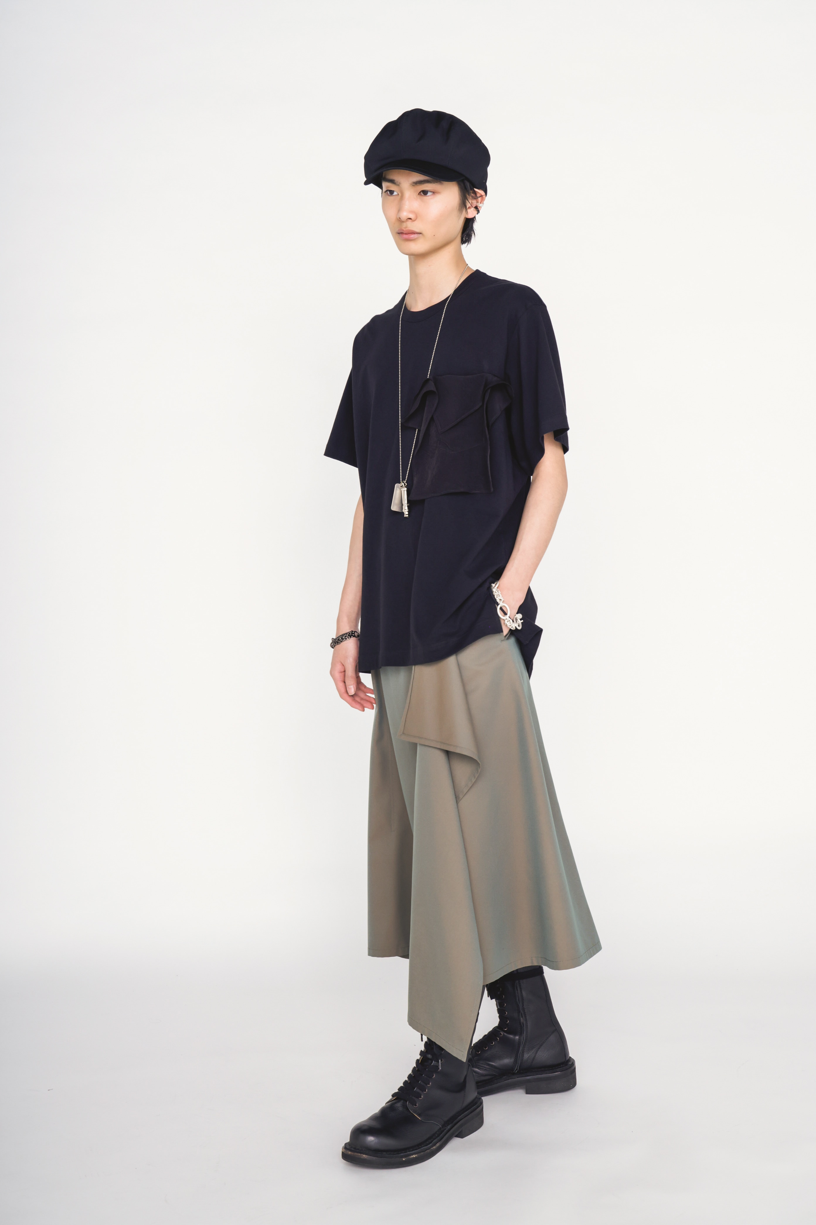 30/COTTON JERSEY DRAPE POCKET T-SHIRT