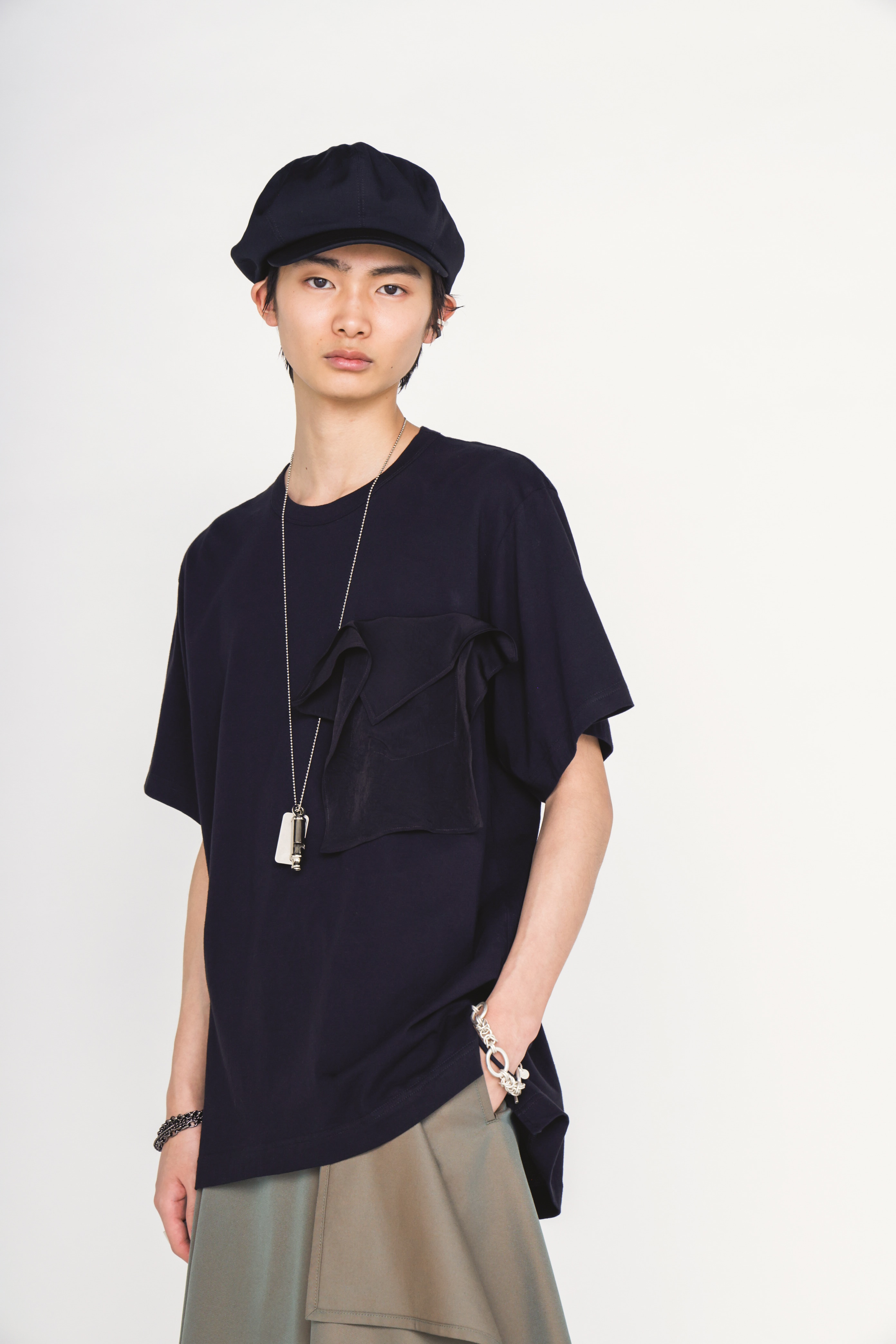 30/COTTON JERSEY DRAPE POCKET T-SHIRT