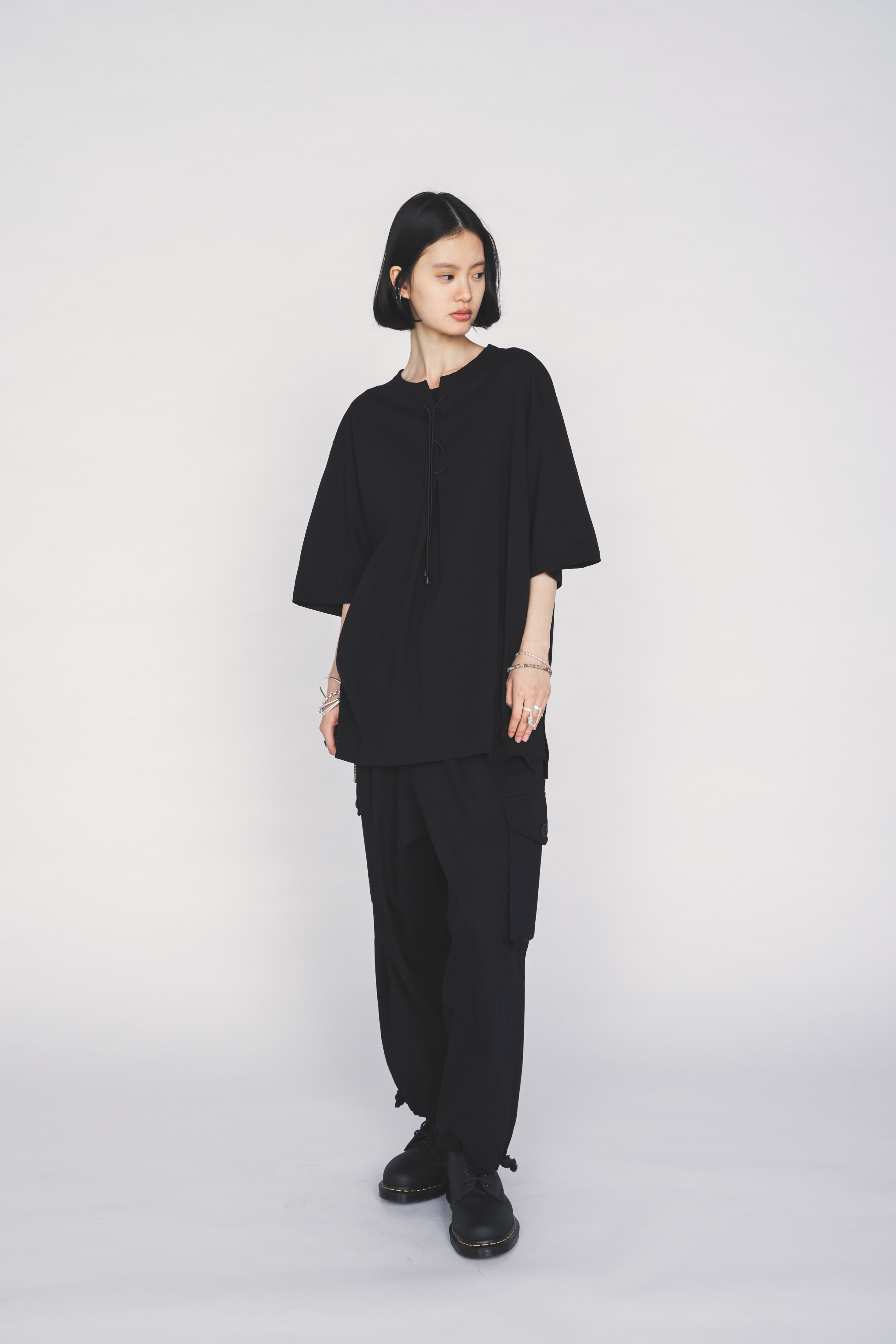 30/COTTON JERSEY LACE-UP T-SHIRT