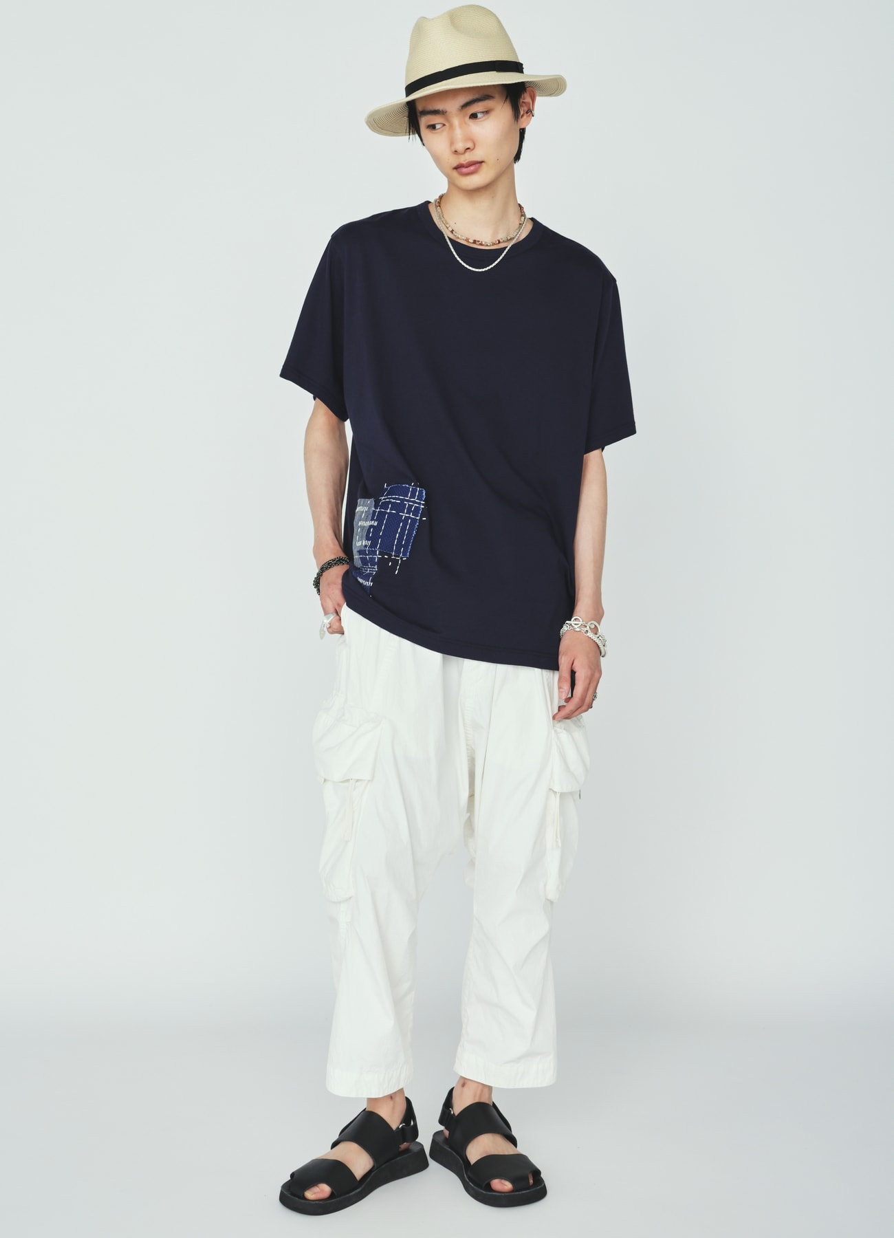 30/COTTON JERSEY SASHIKO EMBROIDERY T-SHIRT