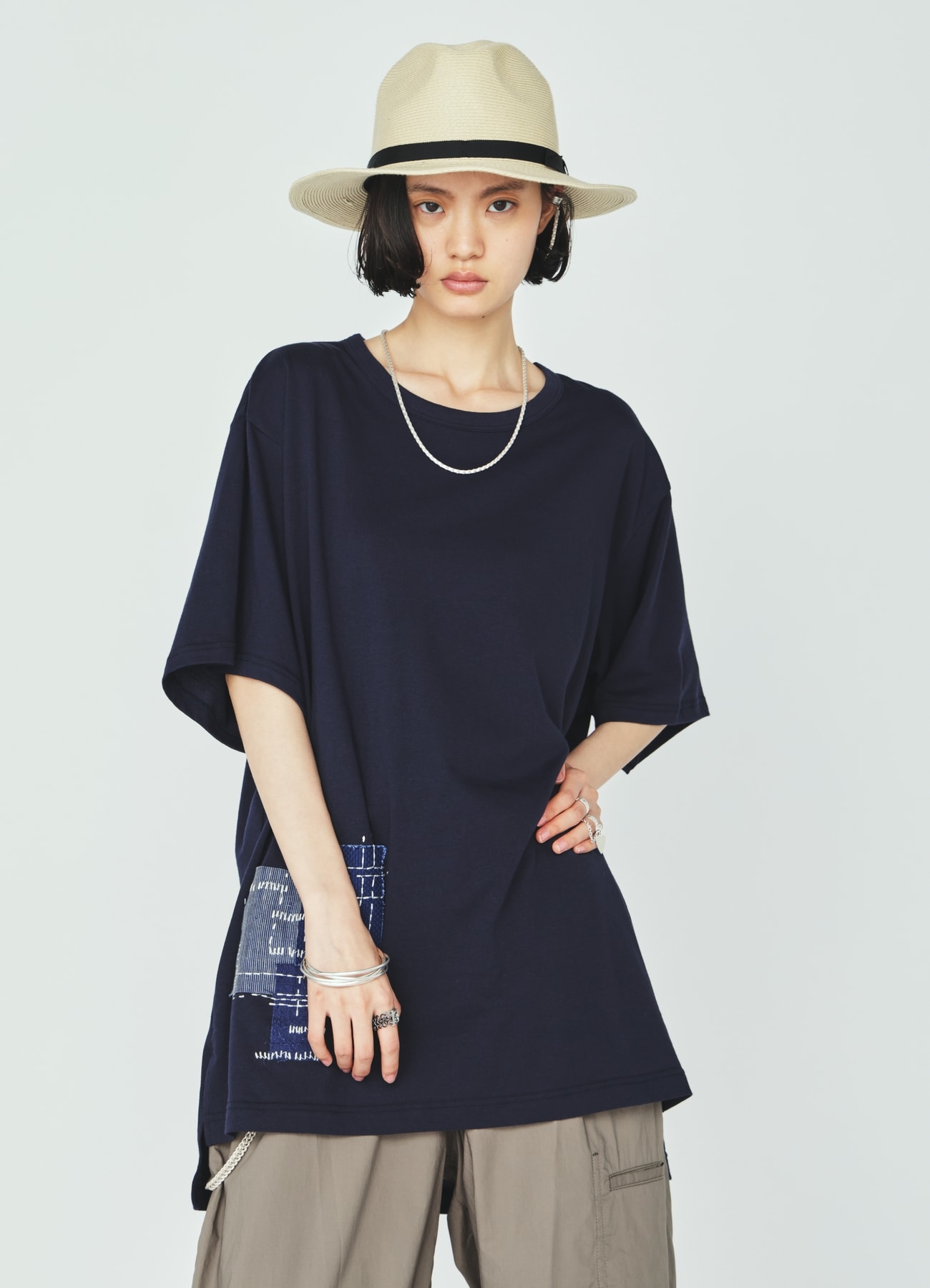 30/COTTON JERSEY SASHIKO EMBROIDERY T-SHIRT