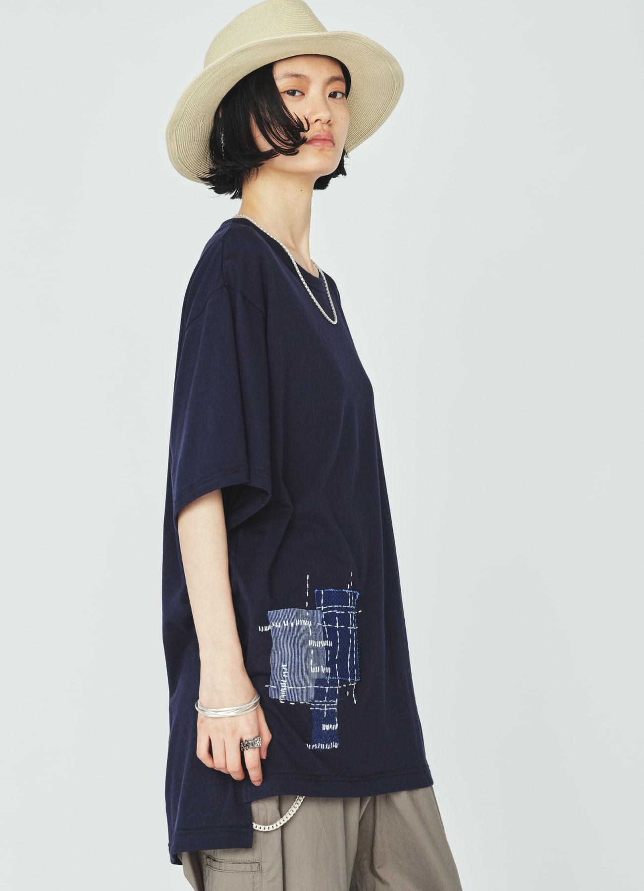 30/COTTON JERSEY SASHIKO EMBROIDERY T-SHIRT