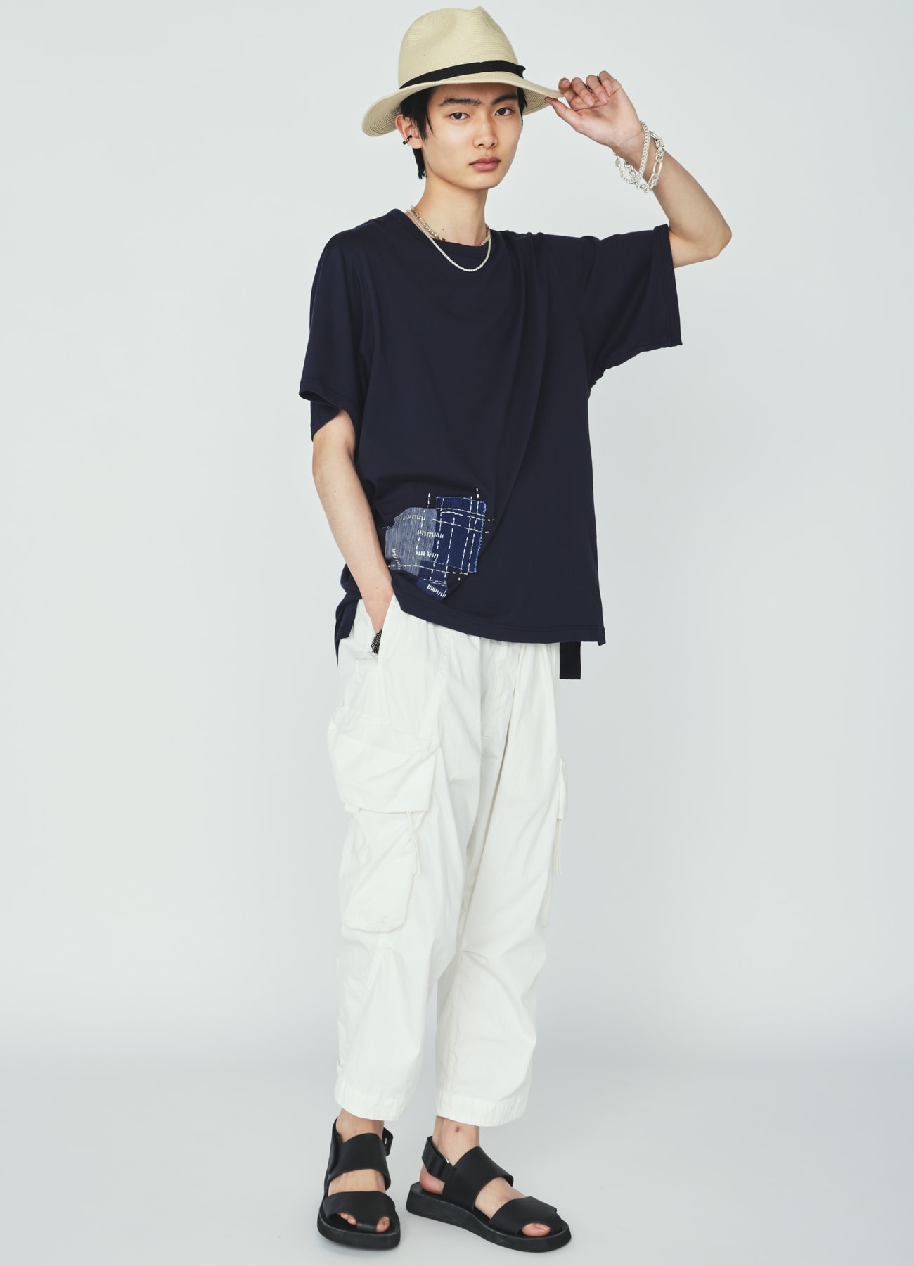 30/COTTON JERSEY SASHIKO EMBROIDERY T-SHIRT