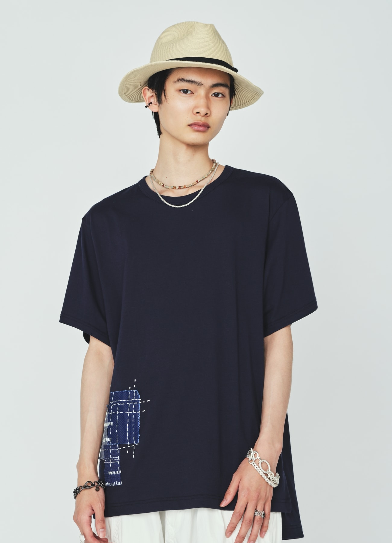 30/COTTON JERSEY SASHIKO EMBROIDERY T-SHIRT
