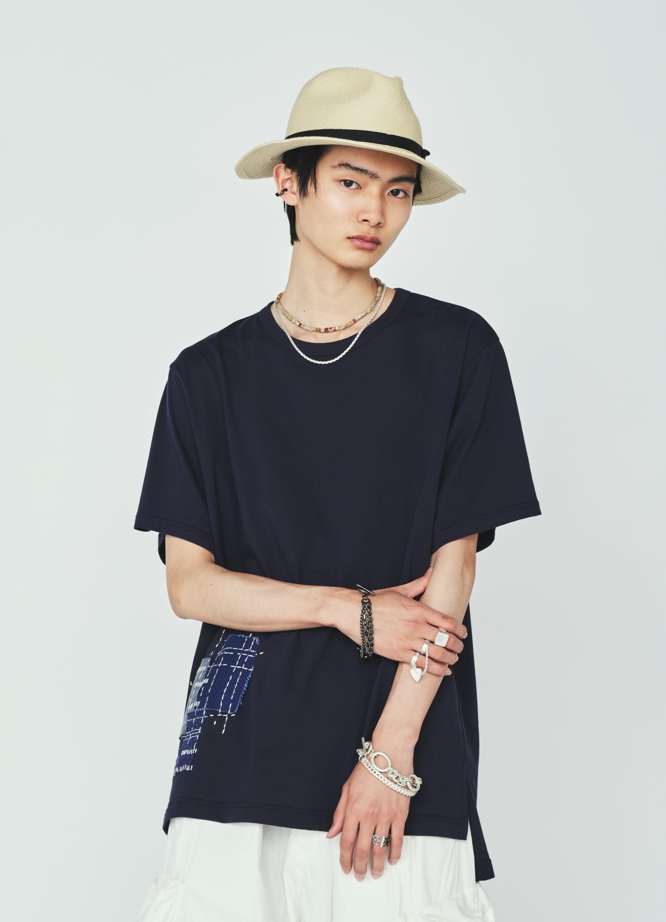 30/COTTON JERSEY SASHIKO EMBROIDERY T-SHIRT