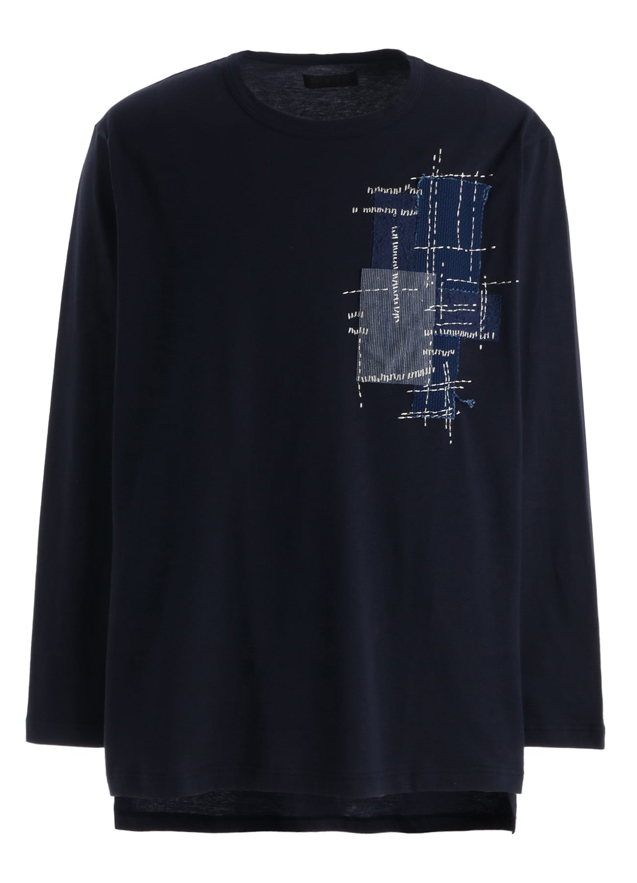30/COTTON JERSEY SASHIKO EMBROIDERY LONG T-SHIRT
