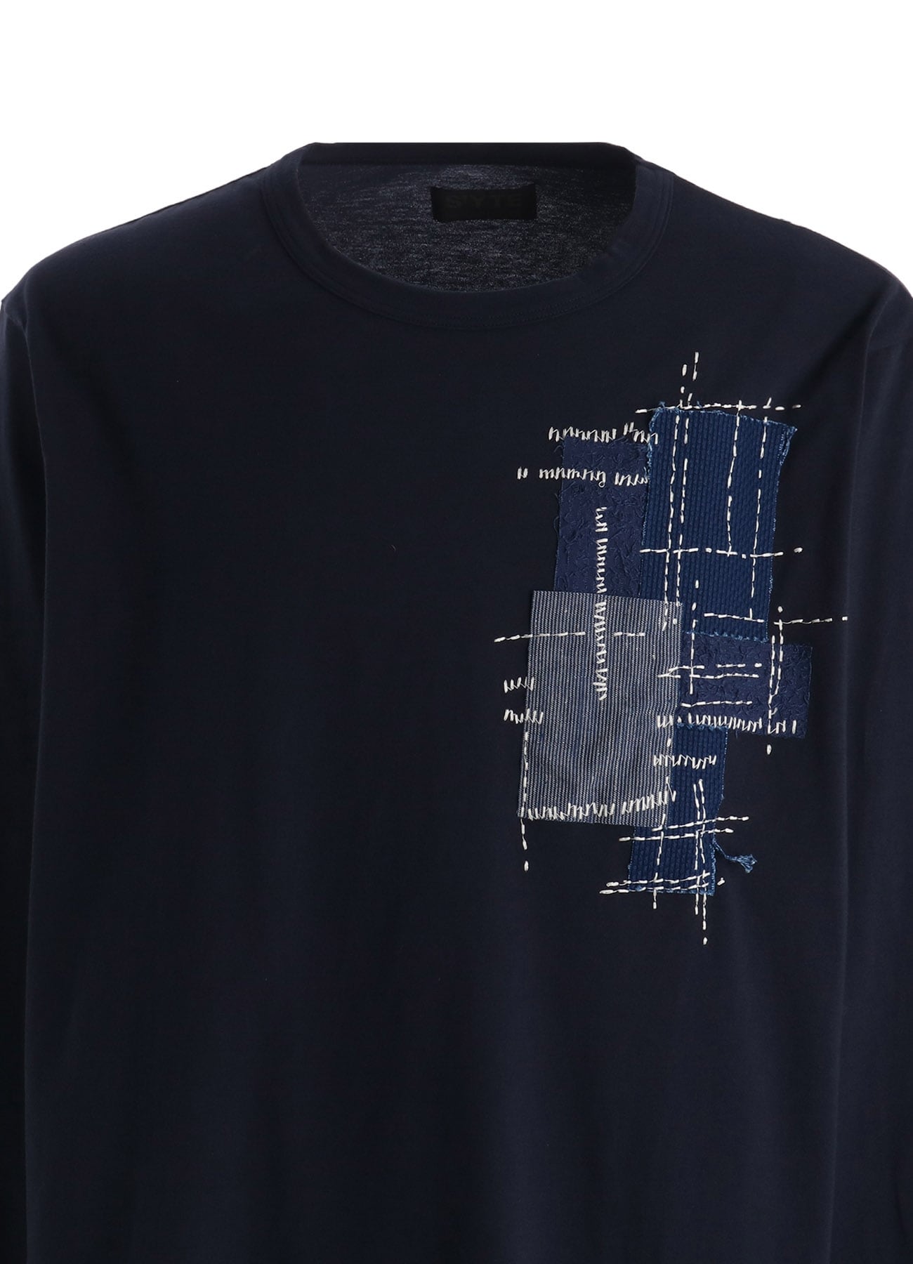 30/COTTON JERSEY SASHIKO EMBROIDERY LONG T-SHIRT