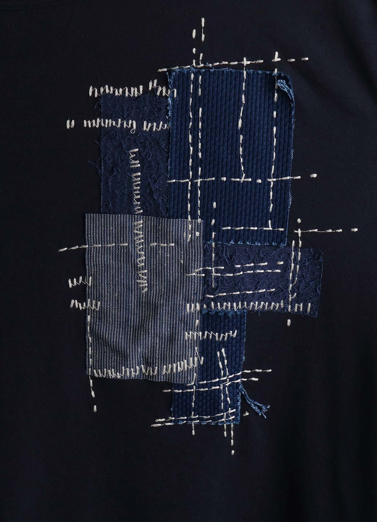 30/COTTON JERSEY SASHIKO EMBROIDERY LONG T-SHIRT