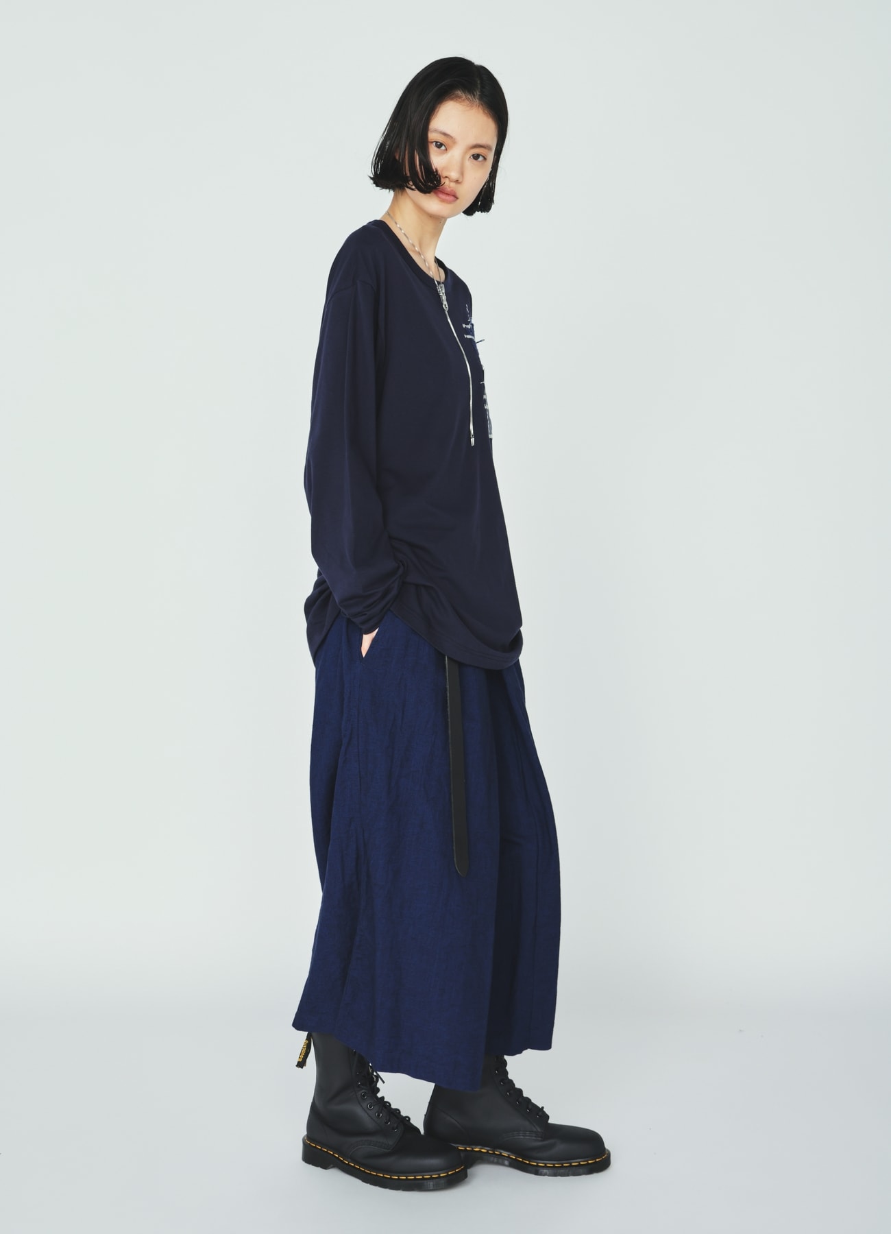 30/COTTON JERSEY SASHIKO EMBROIDERY LONG T-SHIRT