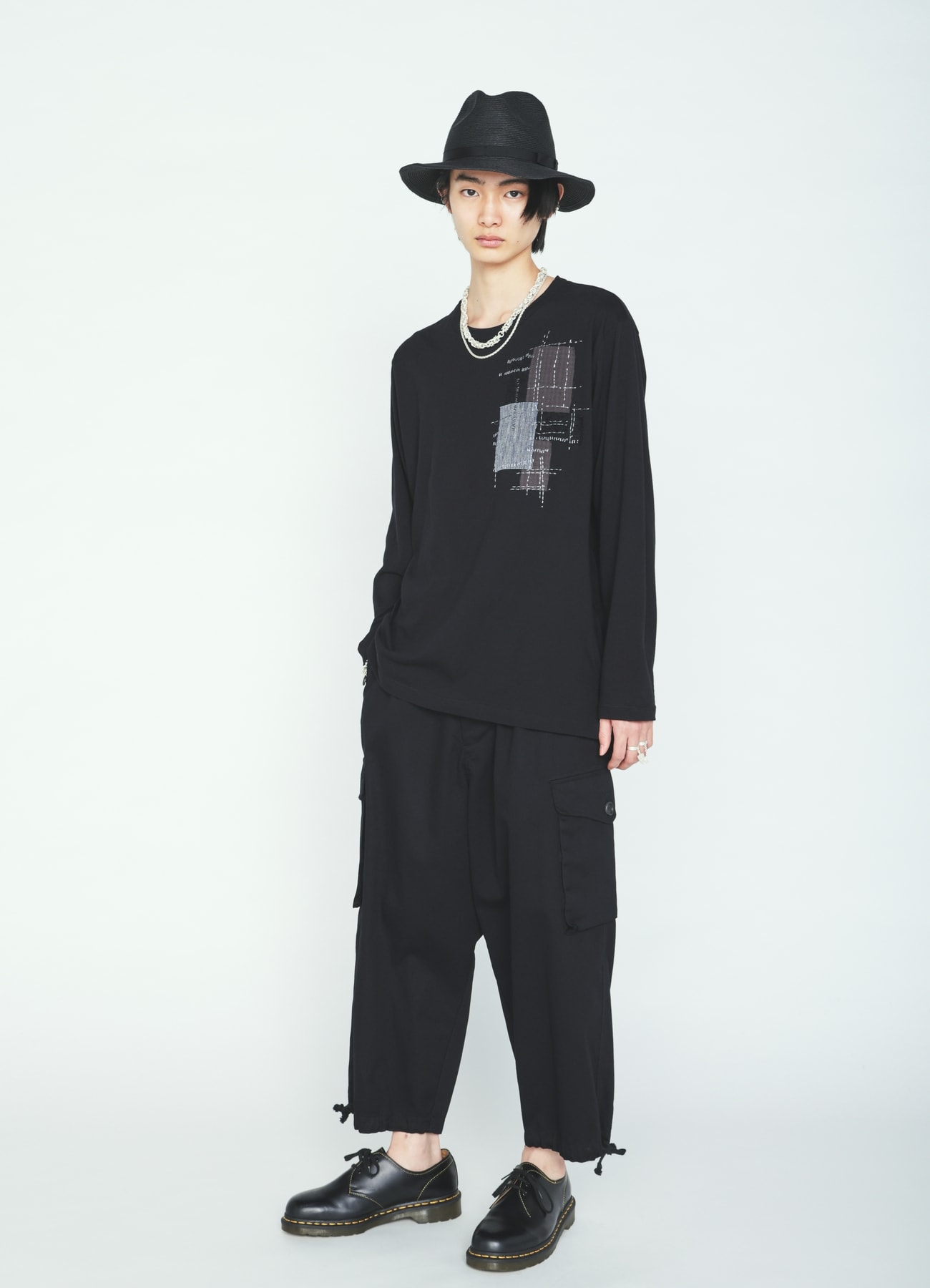30/COTTON JERSEY SASHIKO EMBROIDERY LONG T-SHIRT