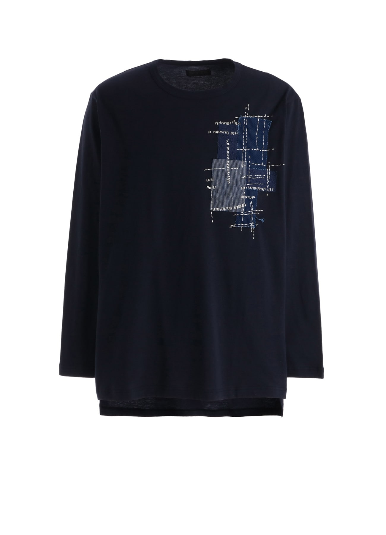 30/COTTON JERSEY SASHIKO EMBROIDERY LONG T-SHIRT