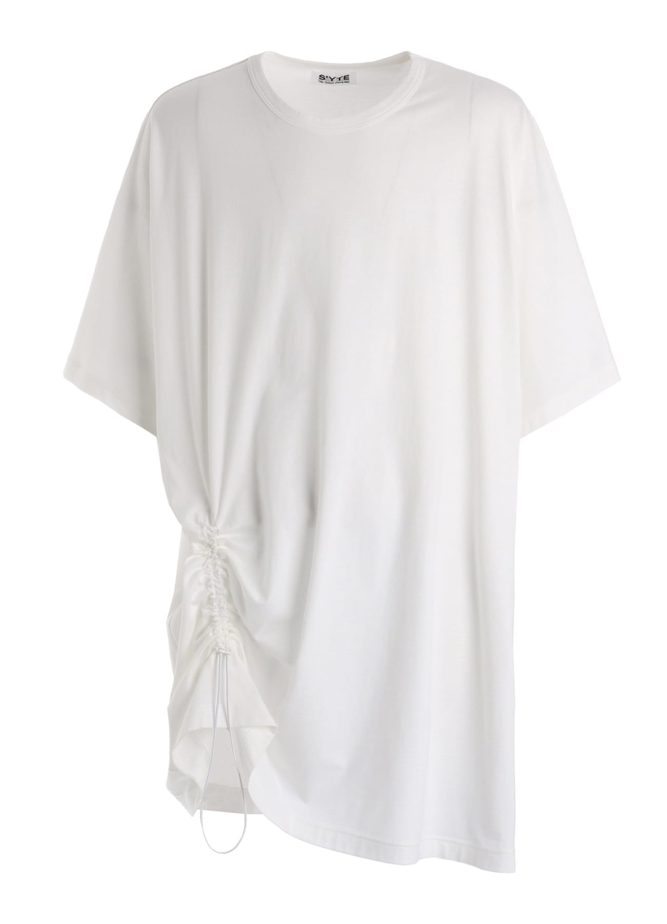 30/COTTON JERSEY ELASTIC DRAWSTRING GATHERED T-SHIRT