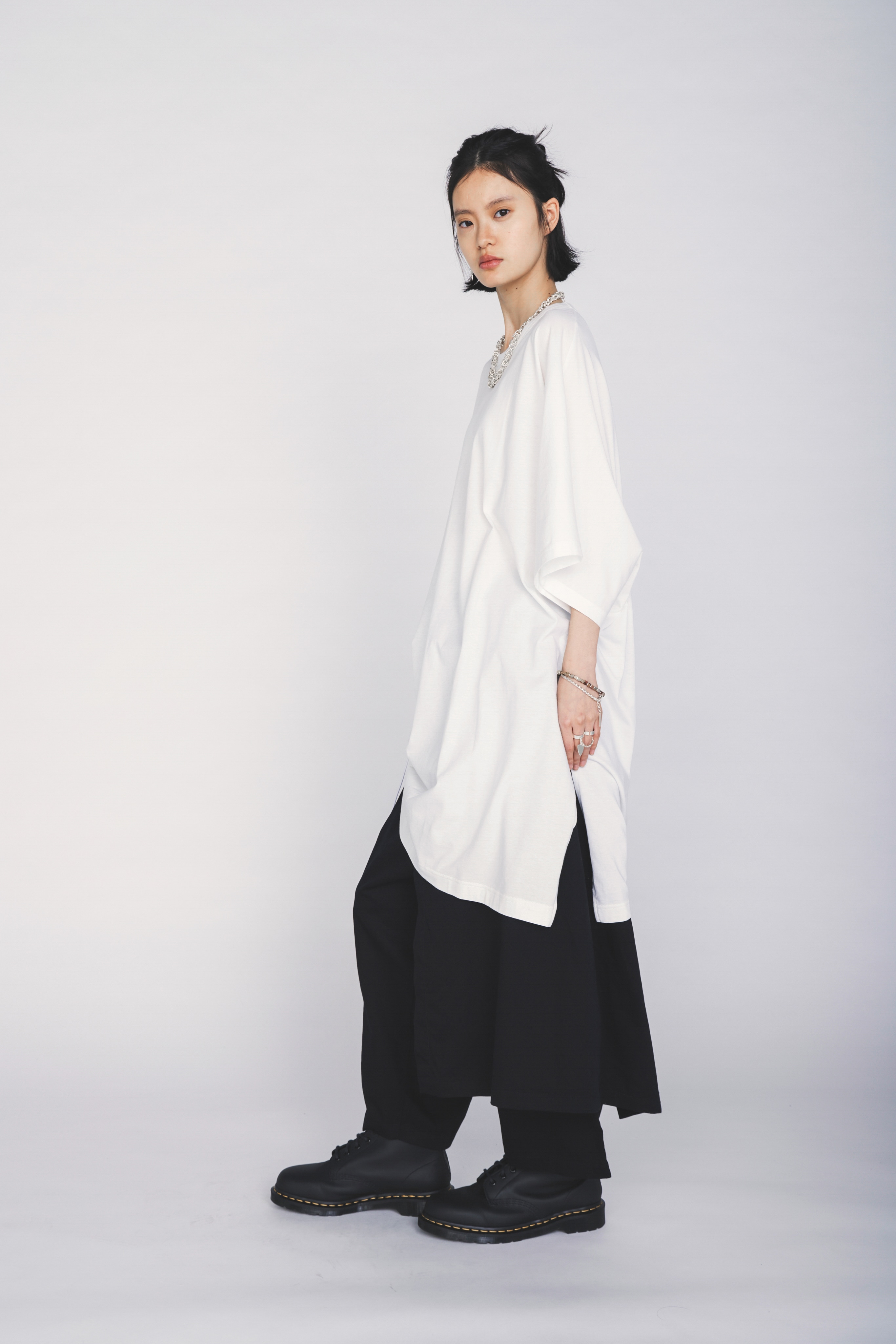 30/COTTON JERSEY ELASTIC DRAWSTRING GATHERED T-SHIRT