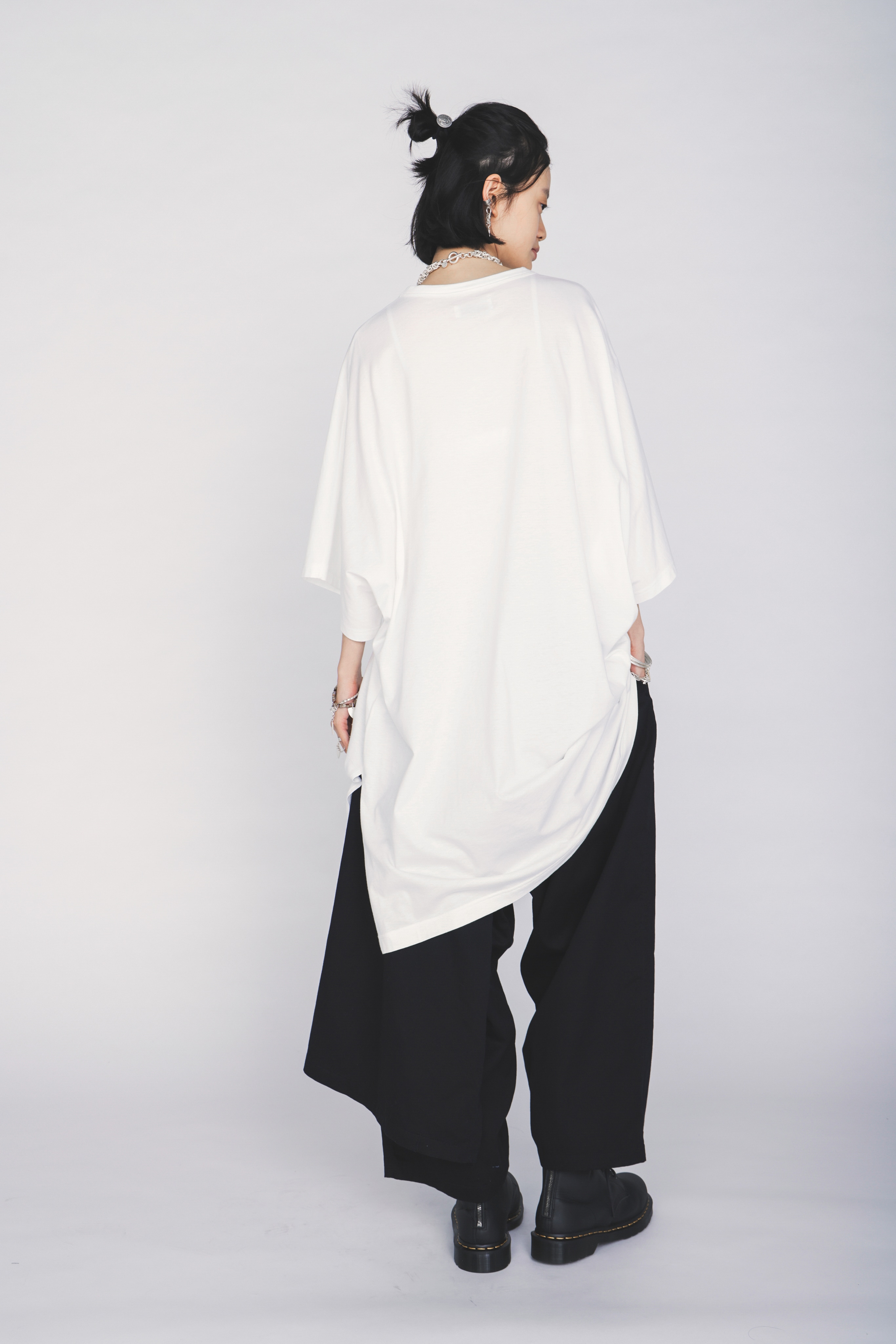 30/COTTON JERSEY ELASTIC DRAWSTRING GATHERED T-SHIRT