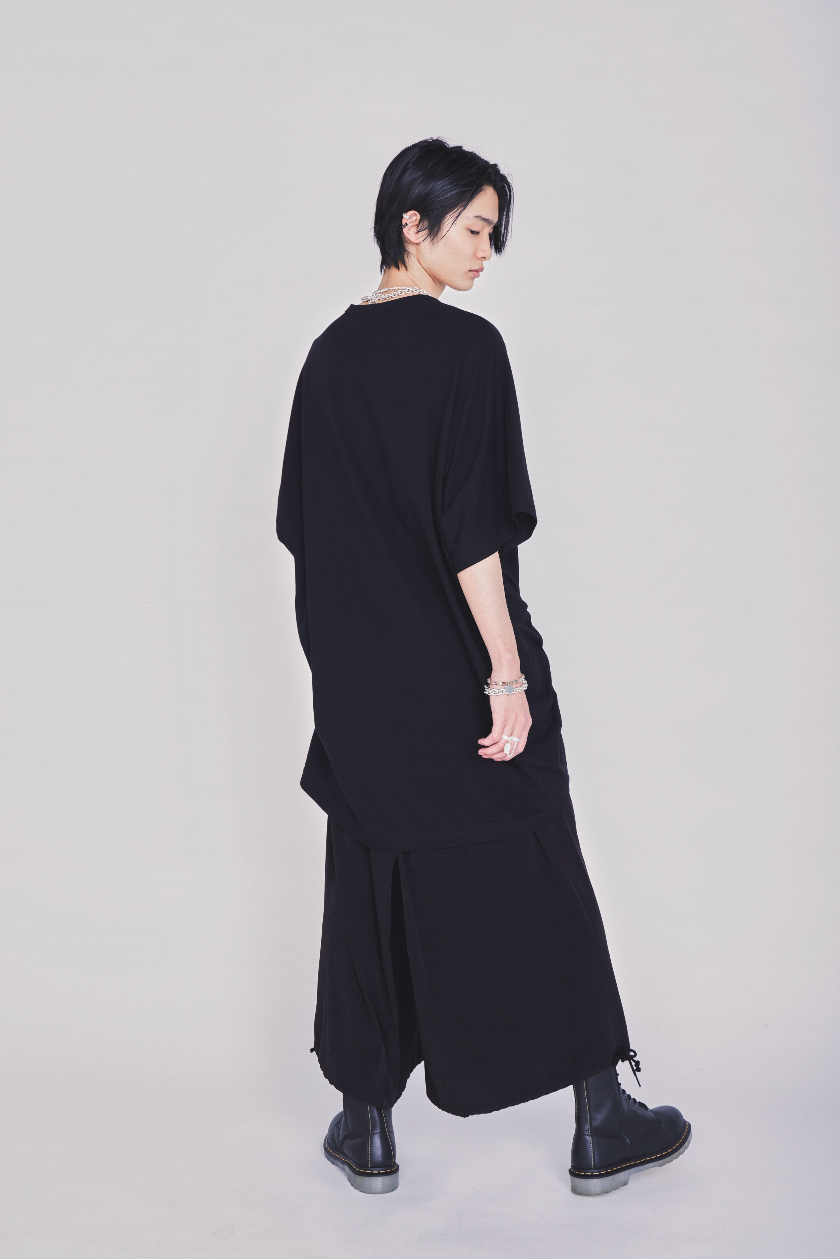 30/COTTON JERSEY ELASTIC DRAWSTRING GATHERED T-SHIRT