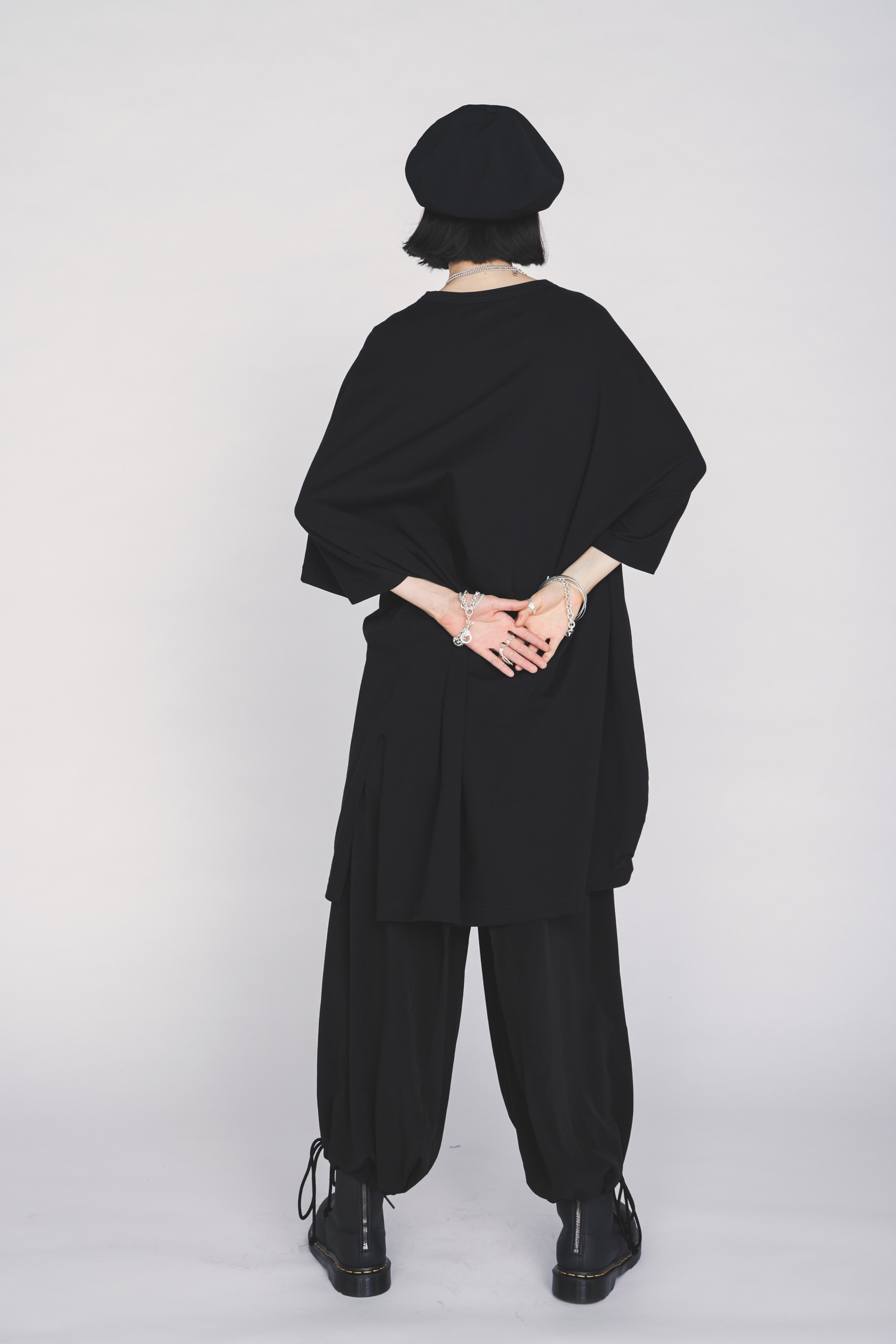 30/COTTON JERSEY ELASTIC DRAWSTRING GATHERED T-SHIRT