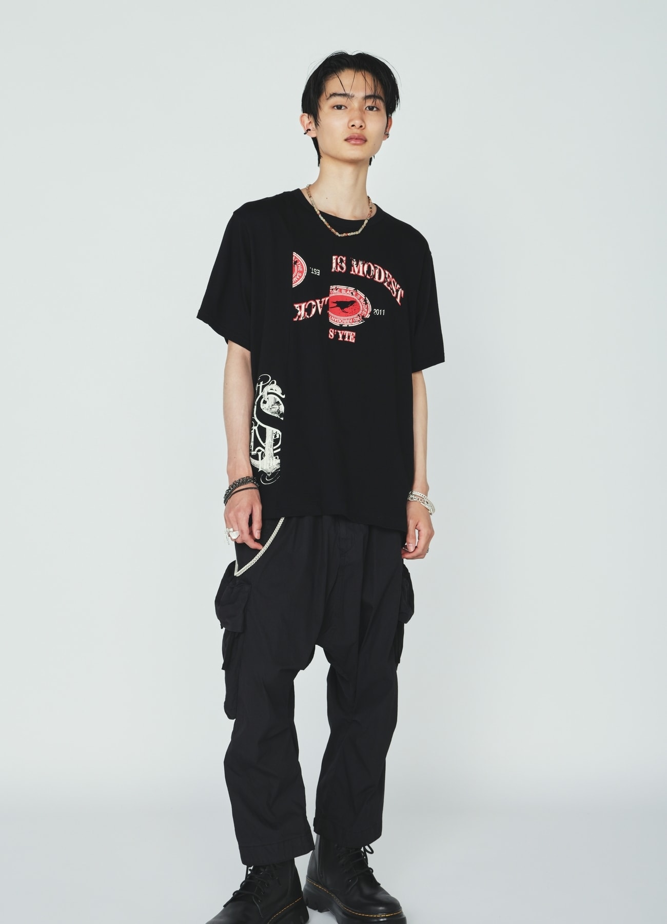 30S COTTON JERSEY CROW AND ANCHOR PRINT T-SHIRT