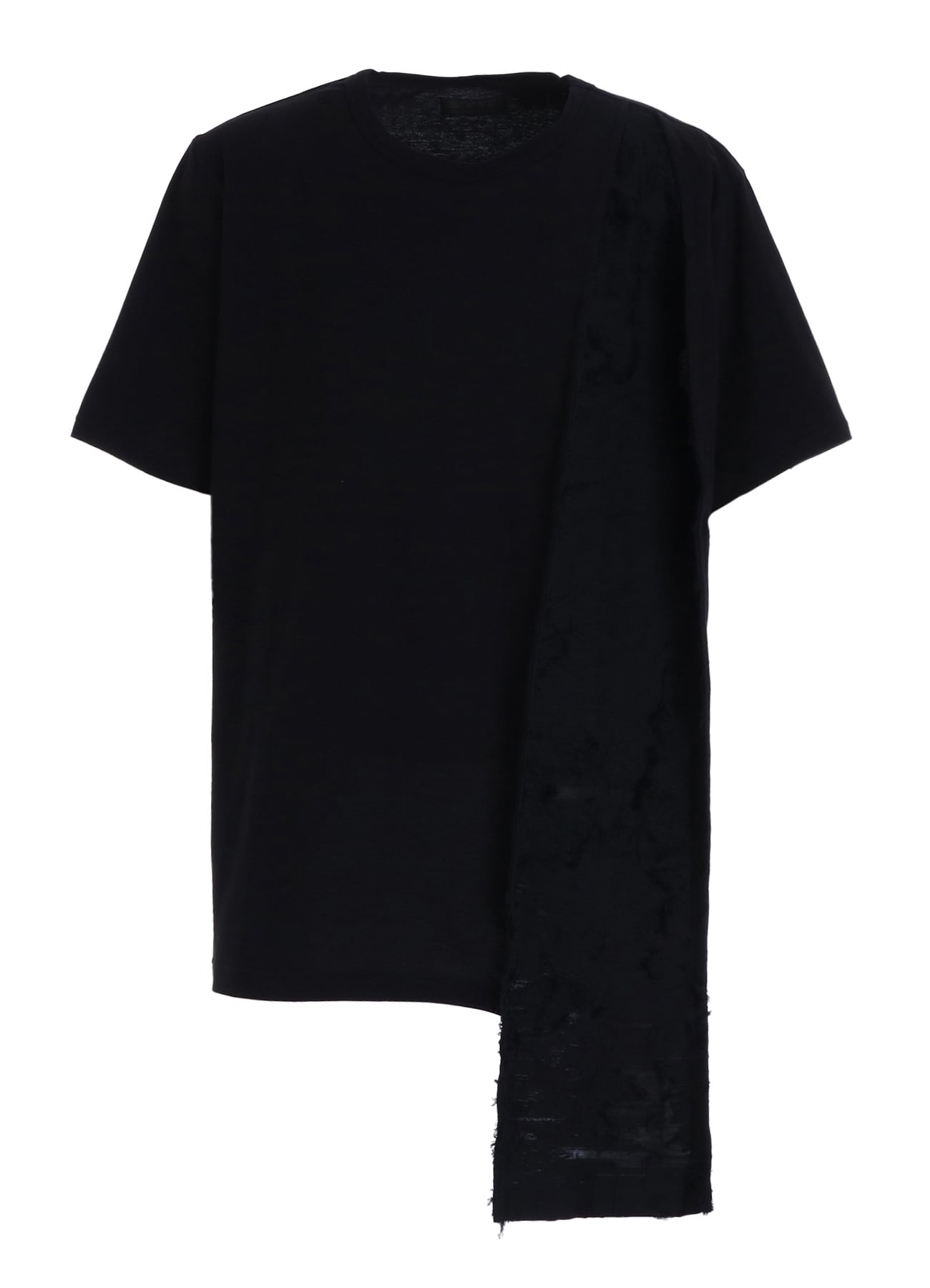 ASYMMETRY DESIGN LONG-SLEEVED T-SHIRT WITH SHEER JACQUARD FABRIC